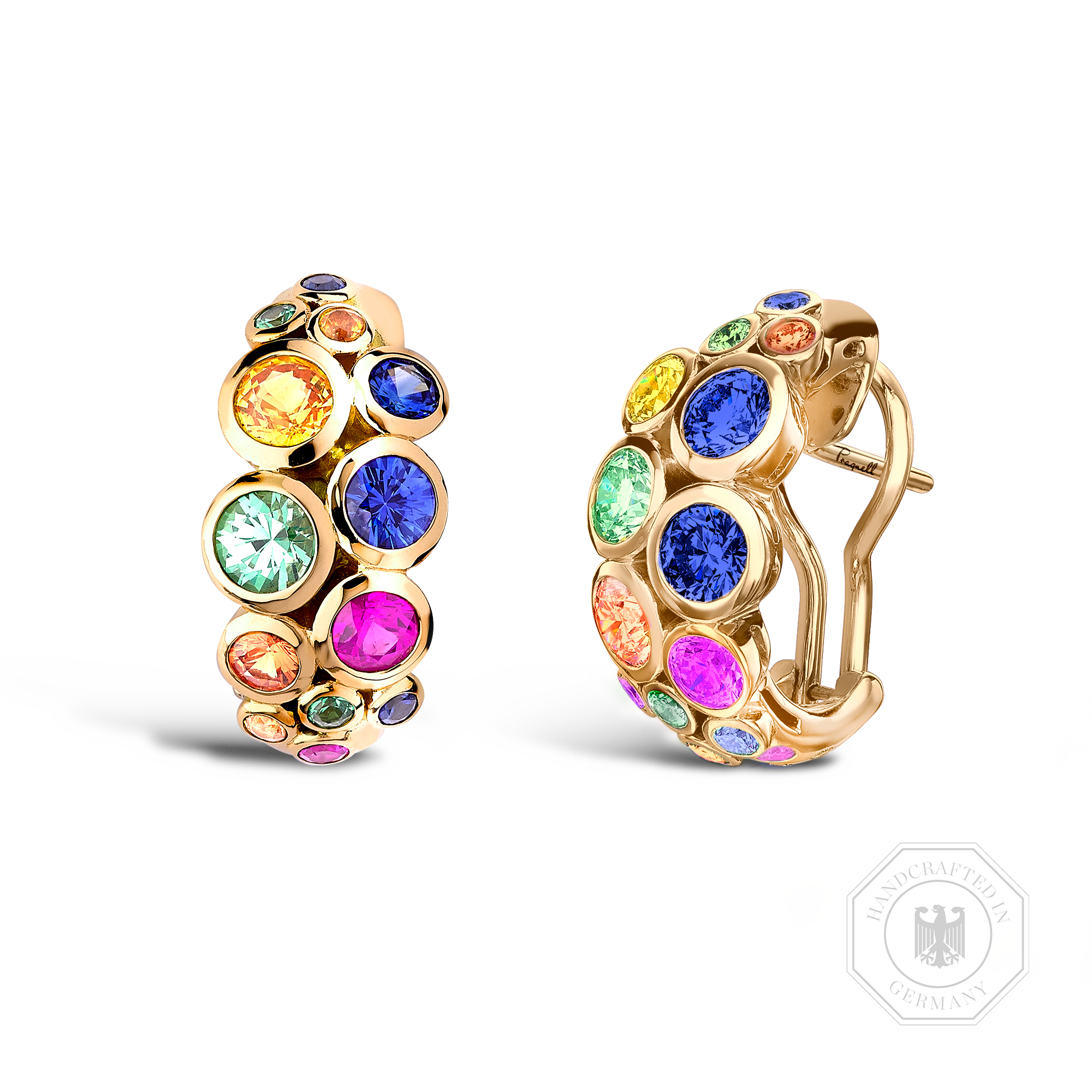 Bubbles Fancy Sapphire Half-Hoop Earrings Brilliant Cut, Rubover Set_1