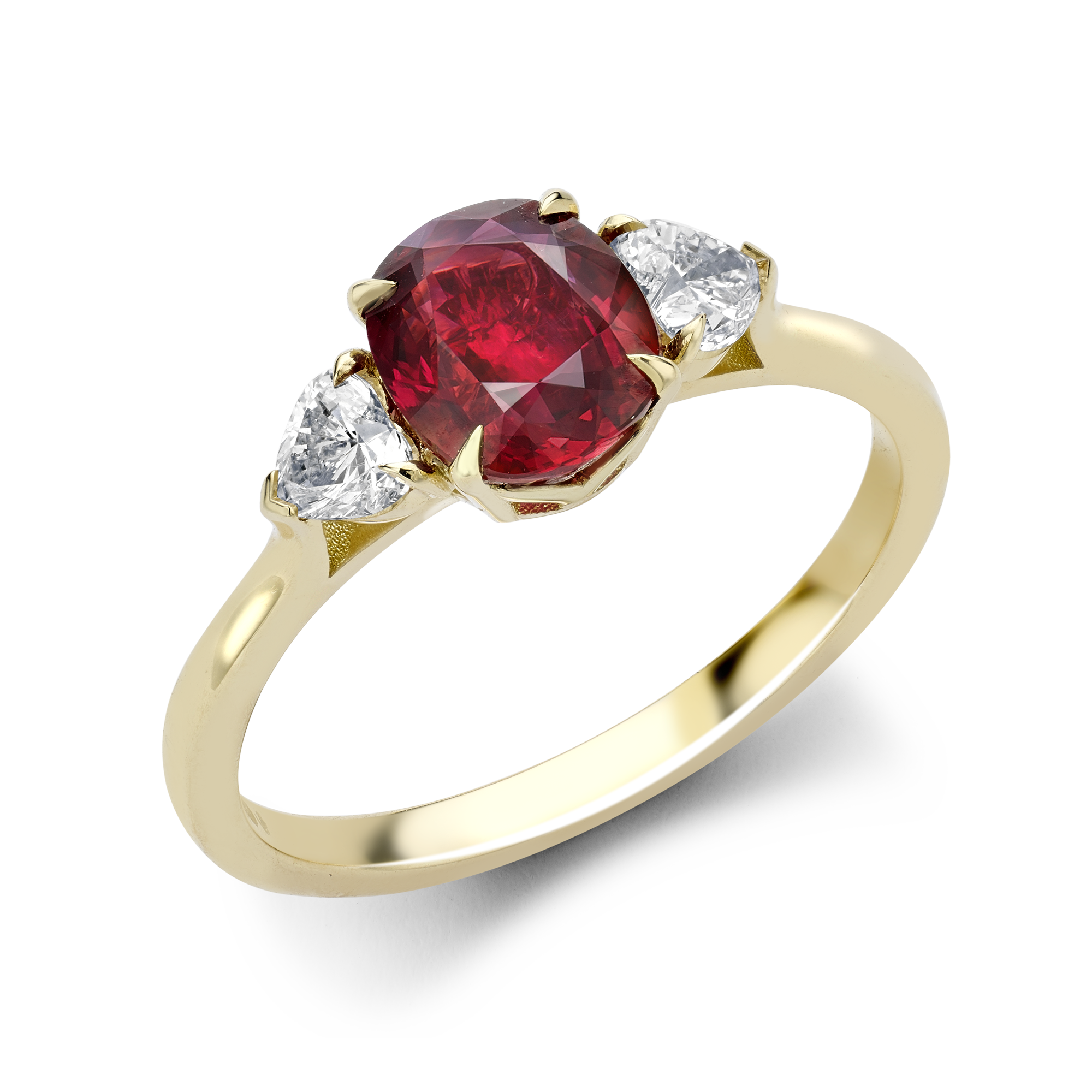 Mozambique Vivid Red Pigeon Blood Ruby and Diamond Ring Oval Cushion & Heart Cut, Claw Set_1