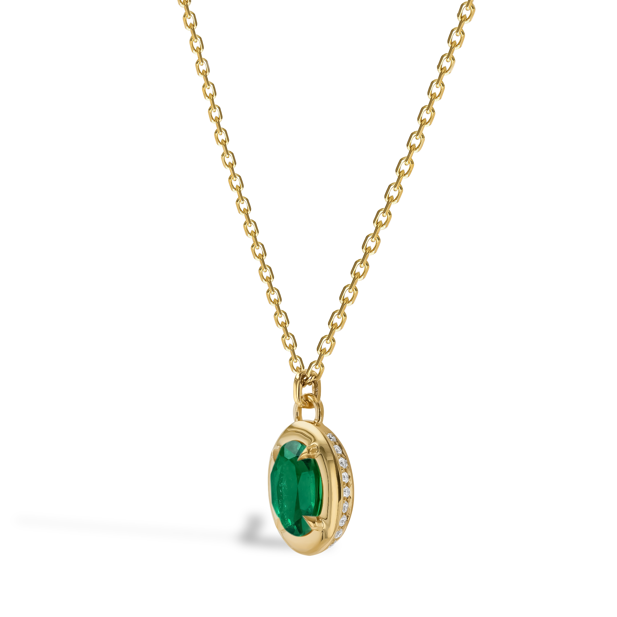 Skimming Stone 1.38ct Zambian Emerald Pendant Oval Cut, Claw Set_2