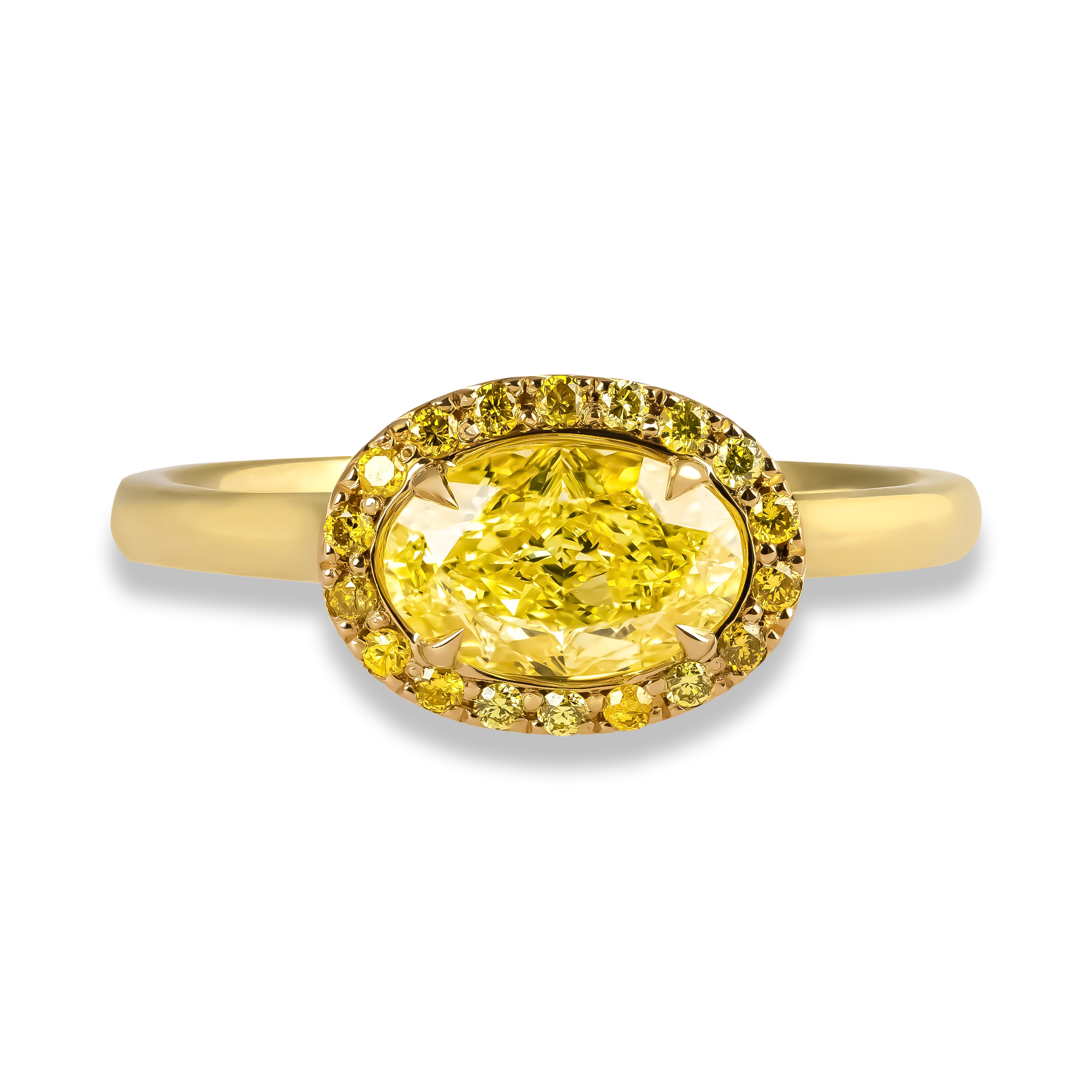 Oval Cut 1.01ct Kimberley Fancy Intense Yellow Diamond Ring Oval Cut, Claw Set_2