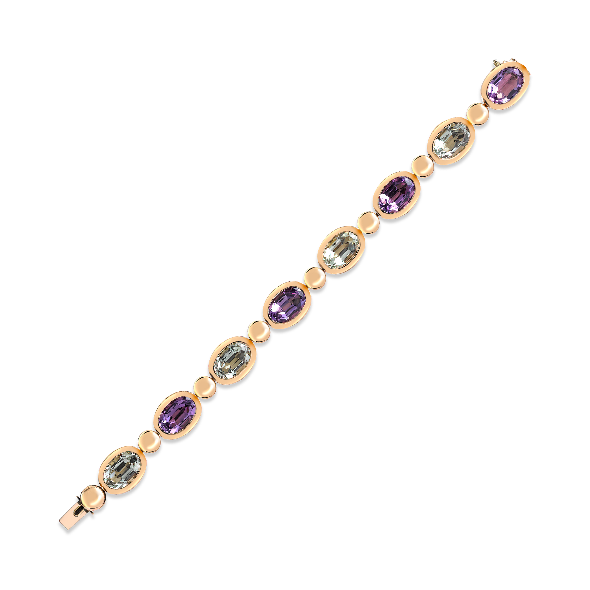 Amethyst Bracelet Oval  Cut, Rubover Set_2