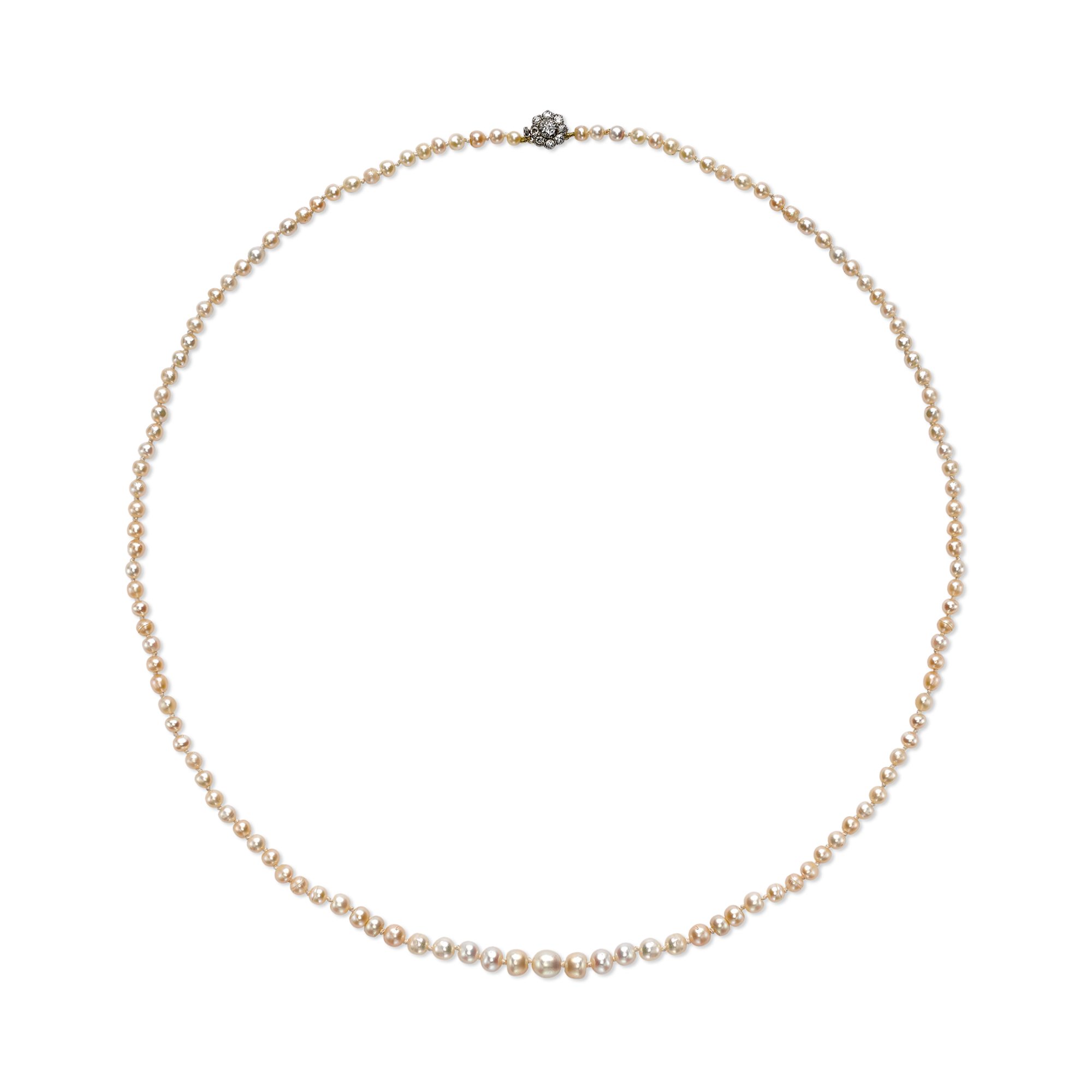 Antique Edwardian Saltwater Pearl Necklet in Platinum - Graduated