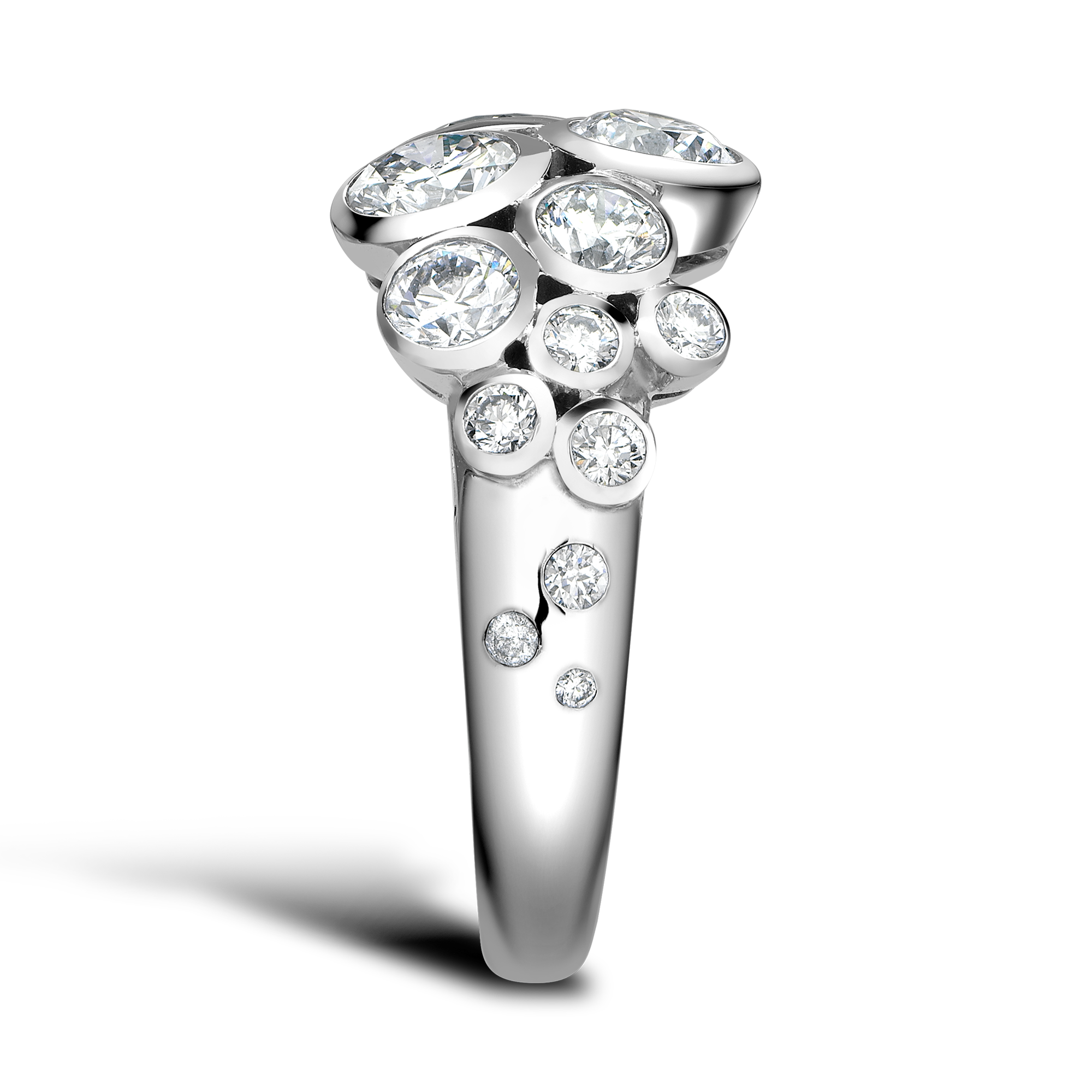 Bubbles Diamond Dress Ring Brilliant Cut, Rubover Set_4