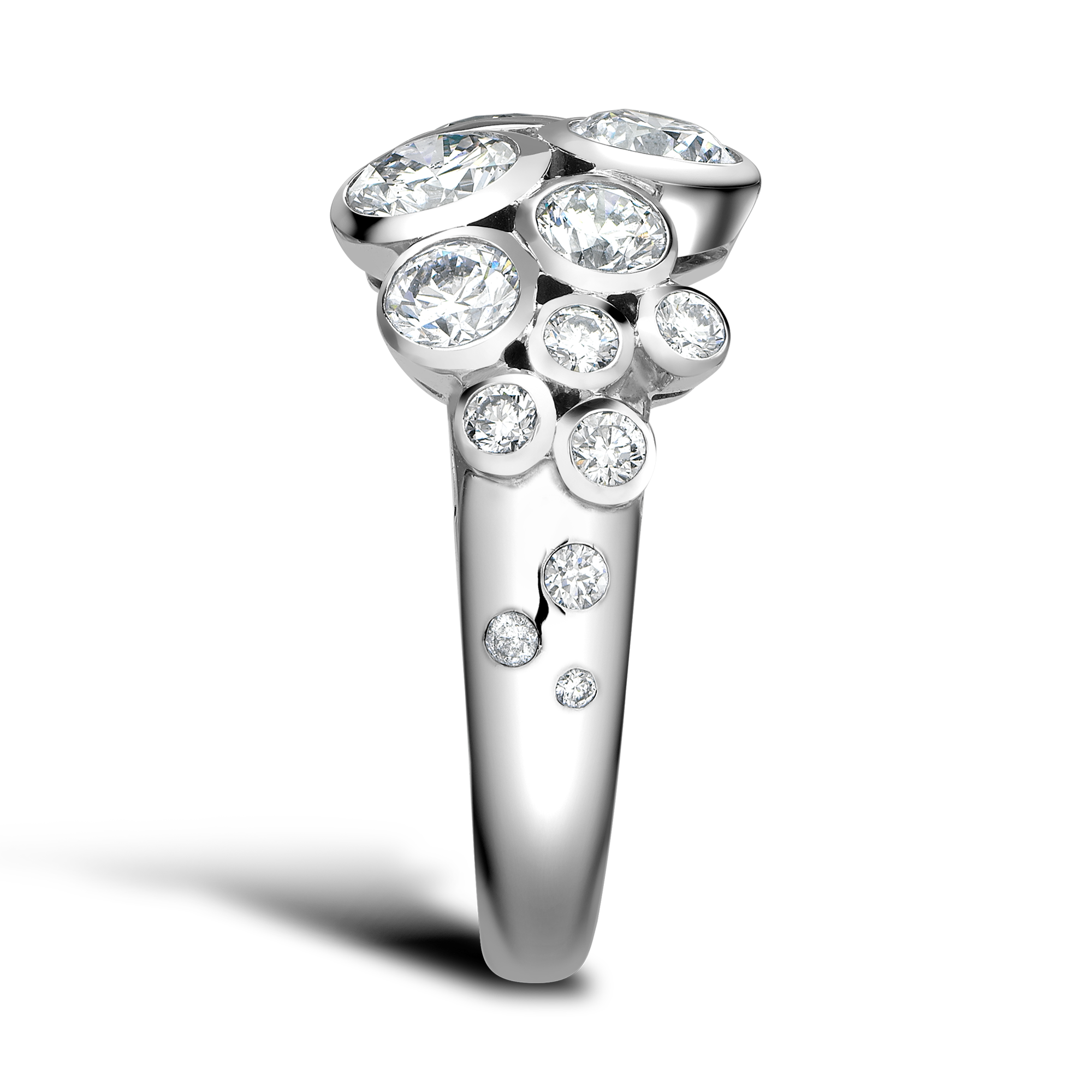 Bubbles Diamond Dress Ring Brilliant Cut, Rubover Set_4