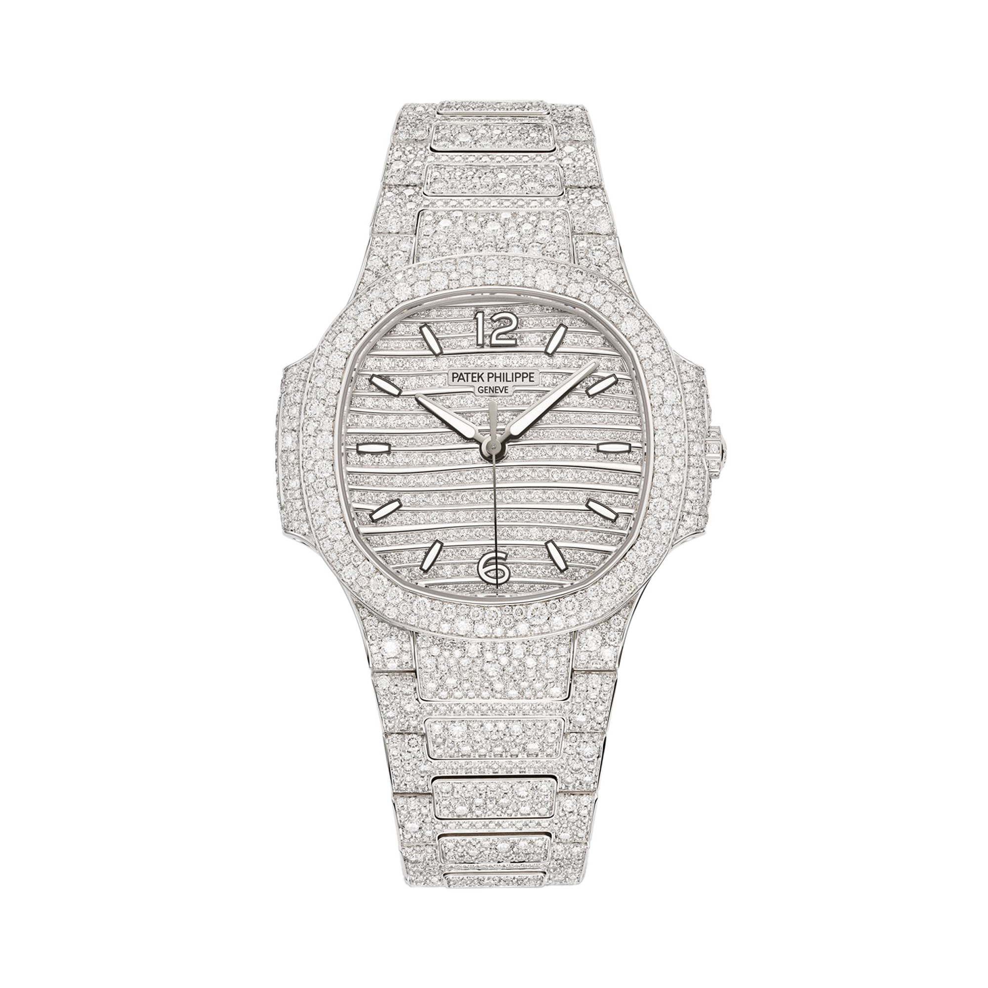 Patek Philippe Nautilus 35.2mm, Pave Diamond Dial, Arabic/Baton Numerals_1