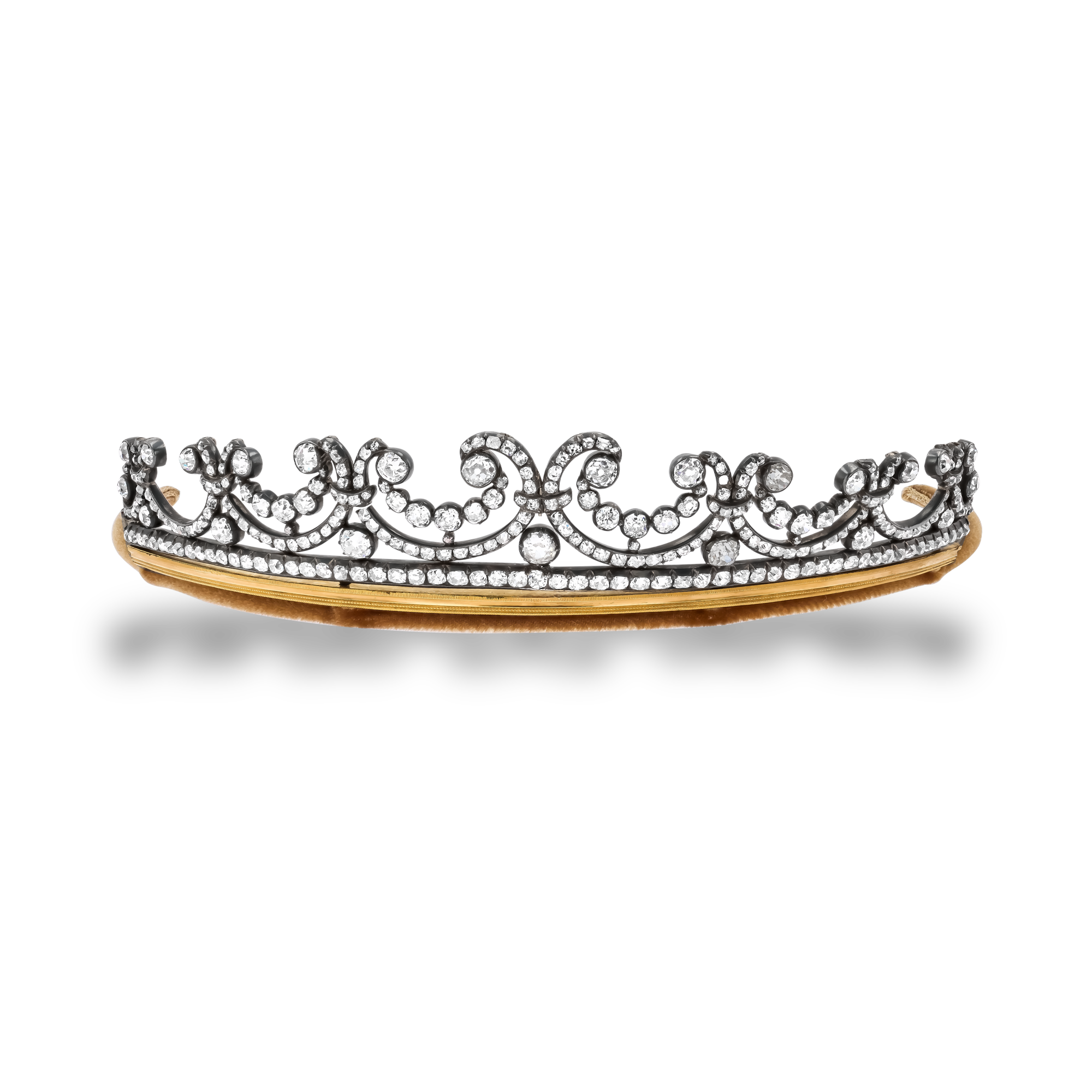 Victorian Scroll and Garland Old Cut Diamond Tiara Old Mine Cut, Claw Set_1