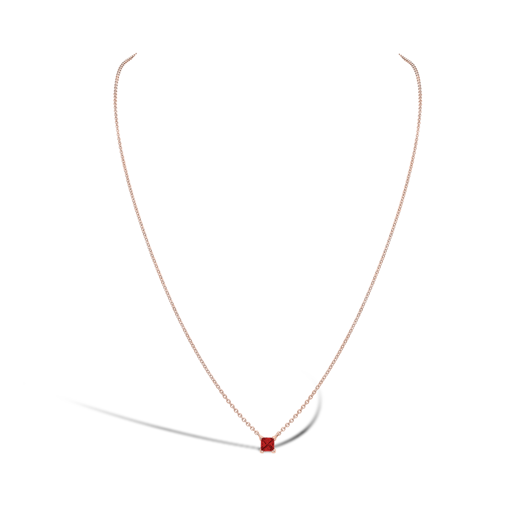 RockChic Ruby Solitaire Necklace Princess Cut, Claw Set_2