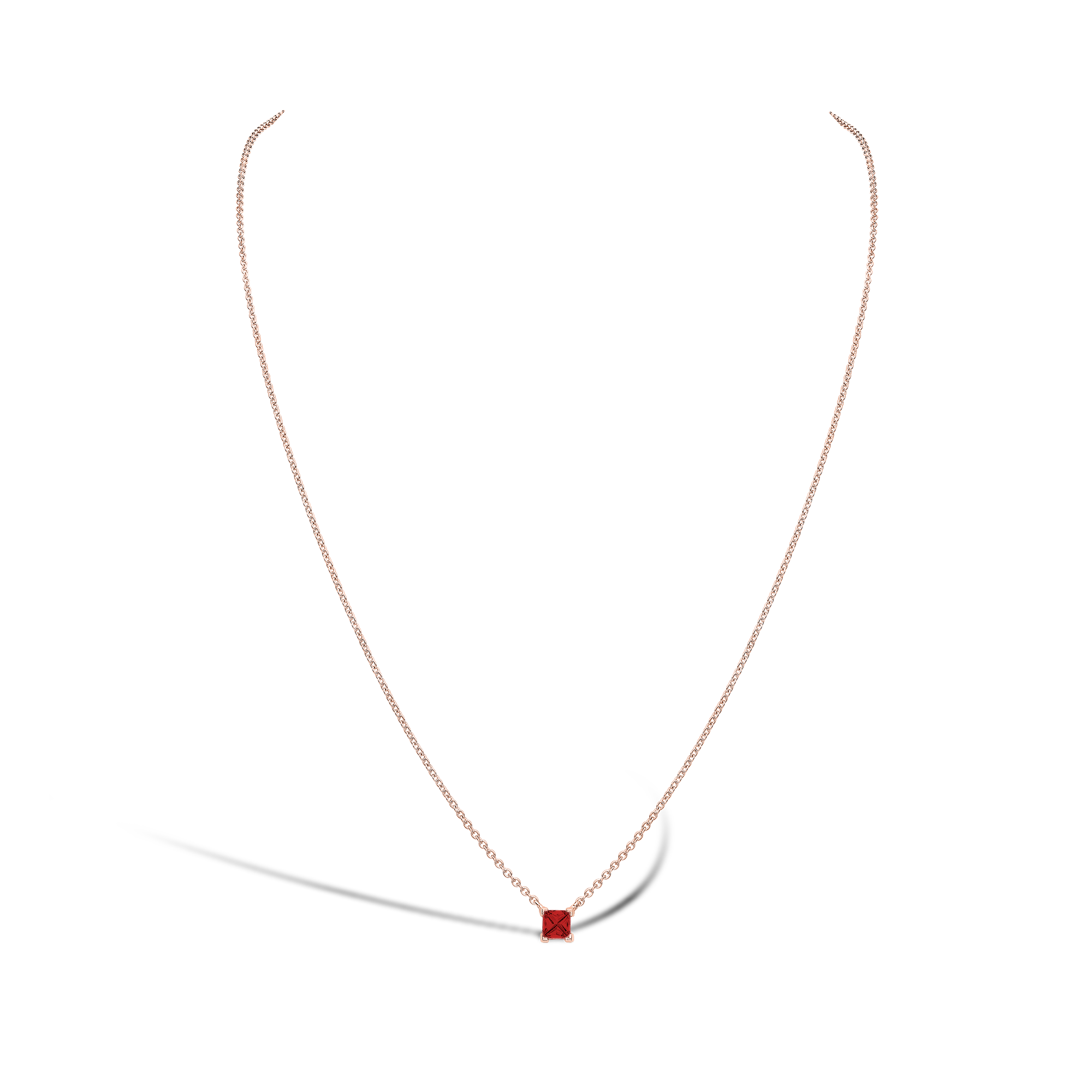 RockChic Ruby Solitaire Necklace Princess Cut, Claw Set_2