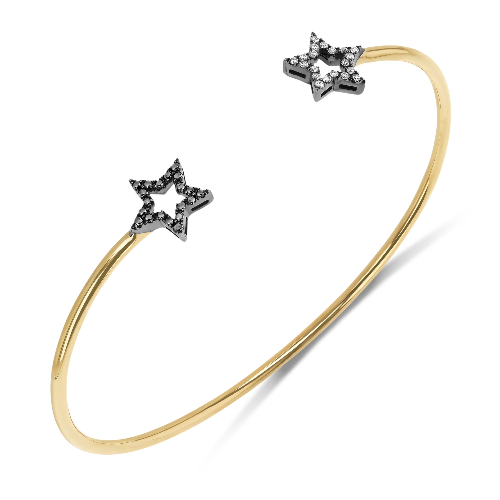 Rosa De La Cruz Star Black and Brown Diamond Bangle Brilliant Cut, Pavé Set_2