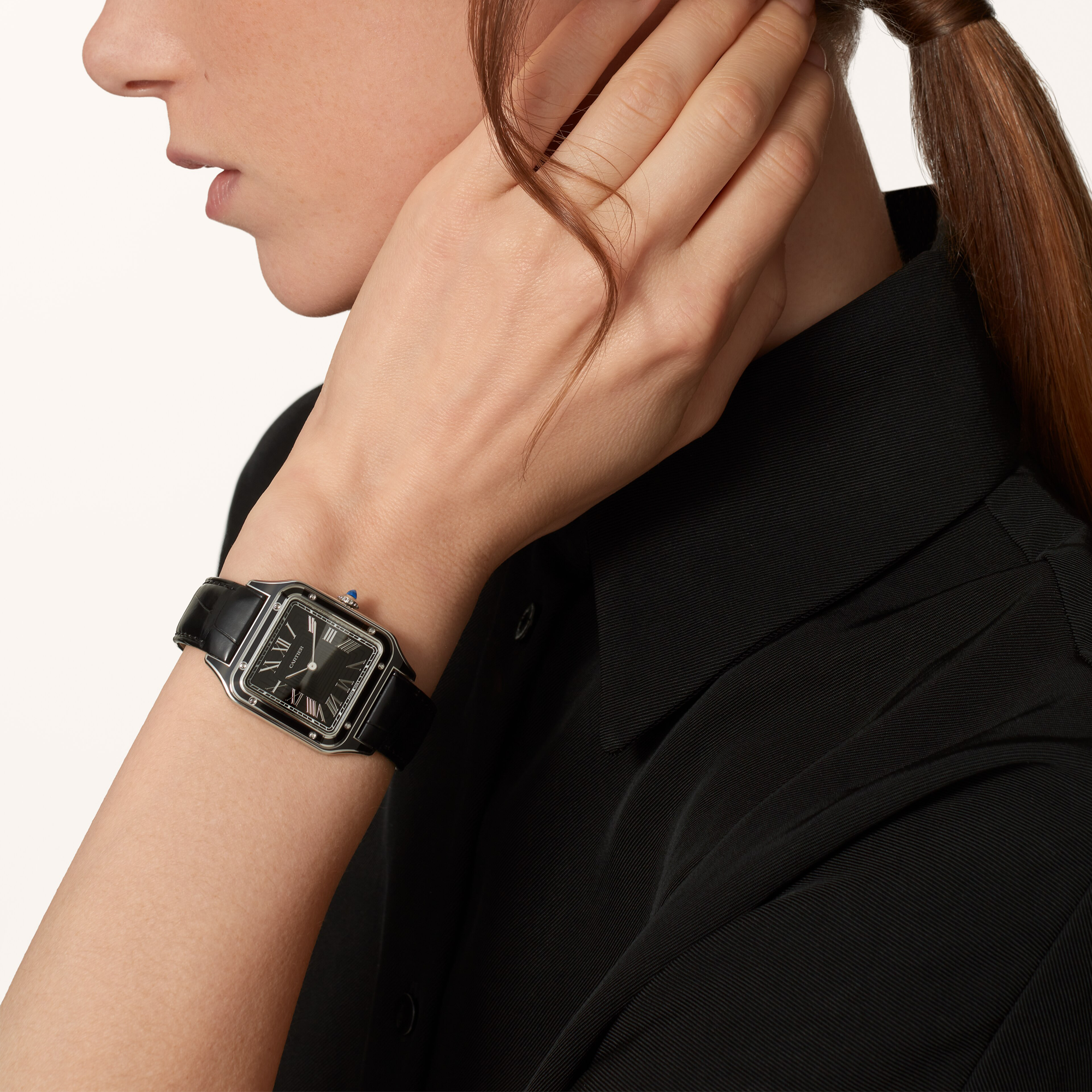Cartier Santos-Dumont de Cartier Large, Black Dial, Roman Numerals_6