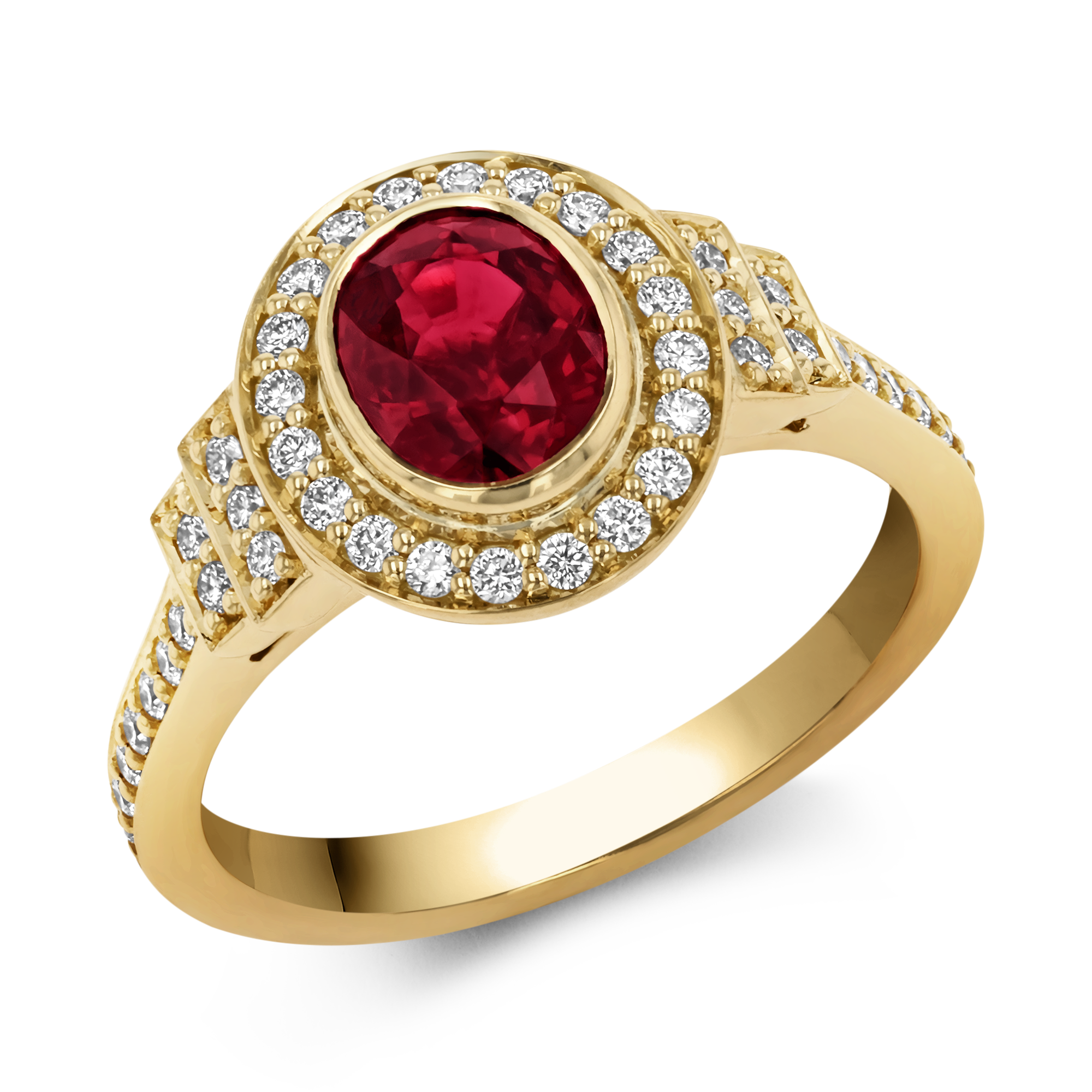 Mozambique 1.61ct Ruby and Diamond Cluster Ring Oval Cut, Rubover Set_1