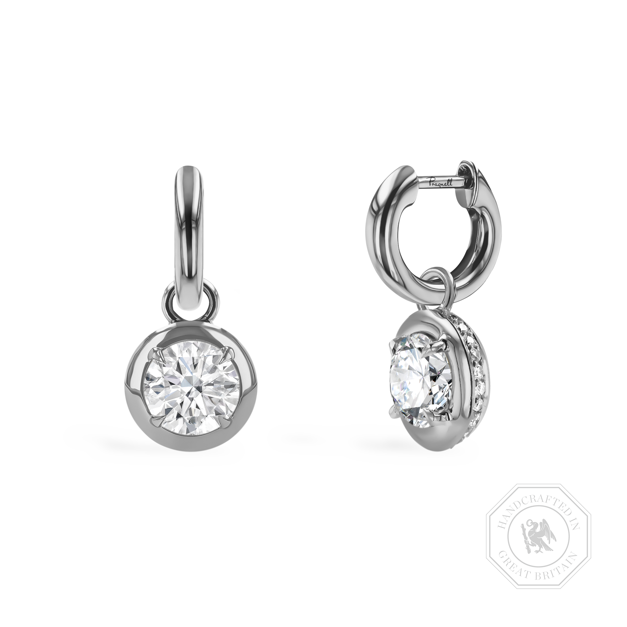 Skimming Stone 2.24ct Botswana Diamond Drop Hoop Earrings Brilliant cut, Claw set_1