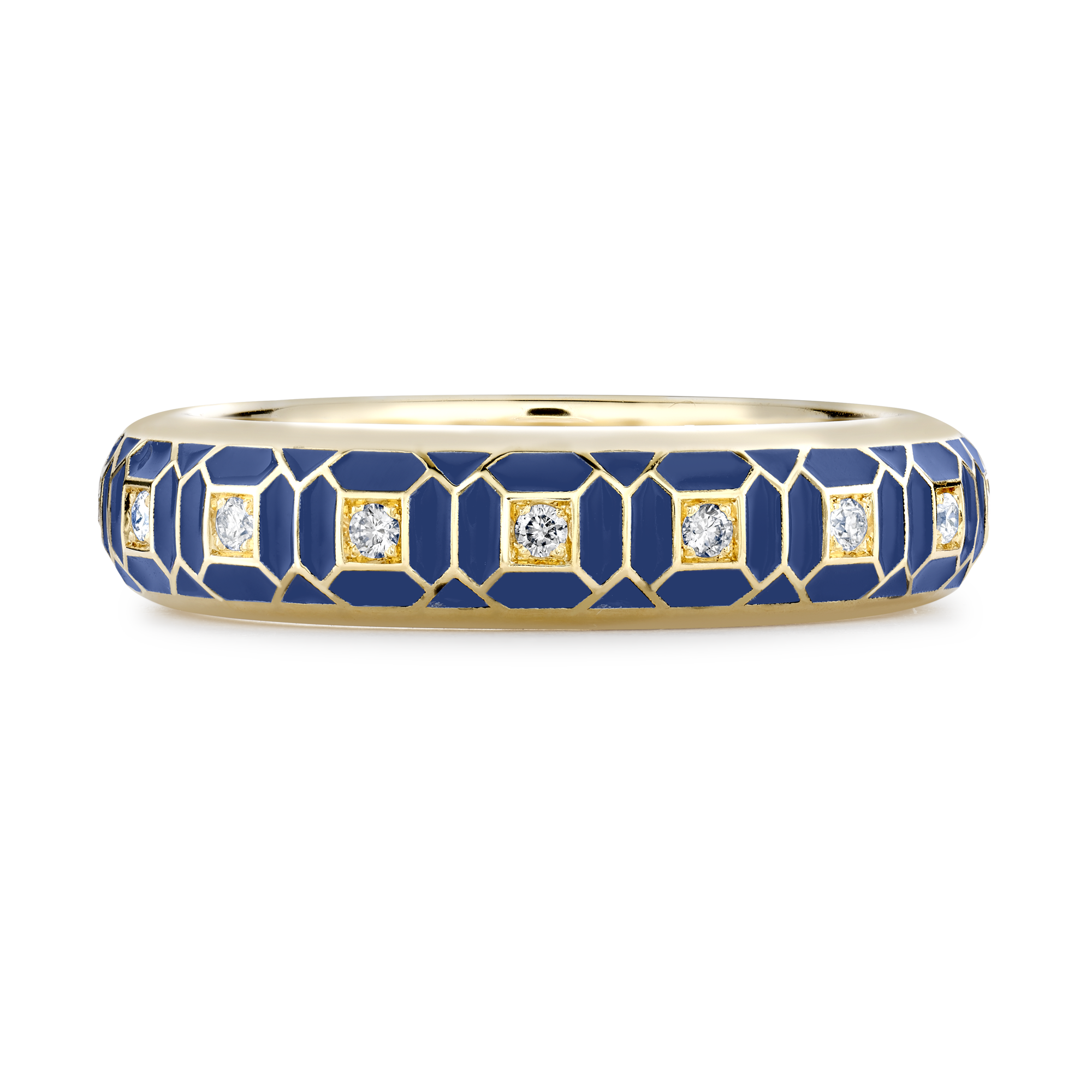 Revival Royal Blue Enamel and Diamond Ring Brilliant cut, Claw set_2