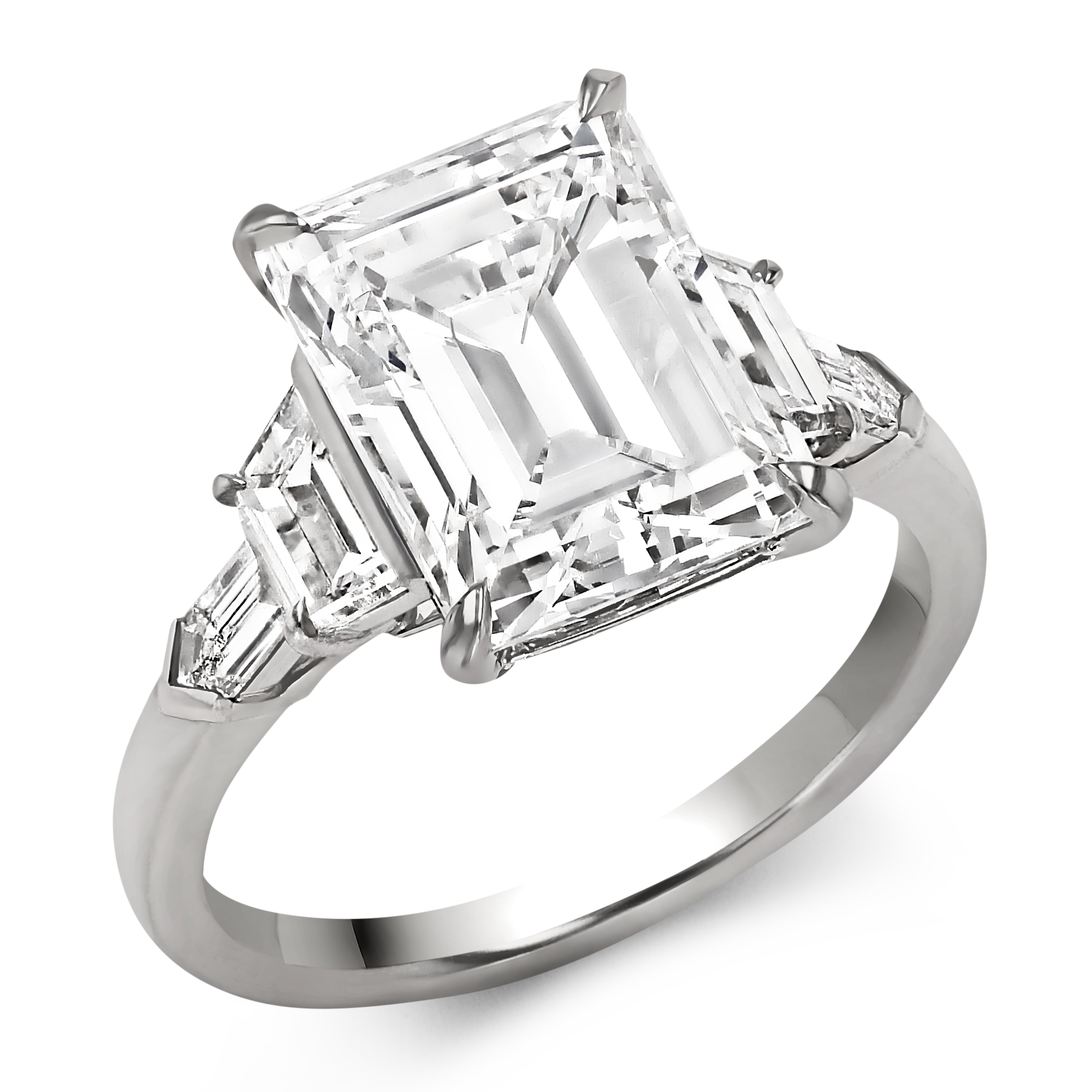 Masterpiece Colourless Emerald Cut Diamond Ring Emerald, Trapeze & Bullet Cut, Claw Set_1