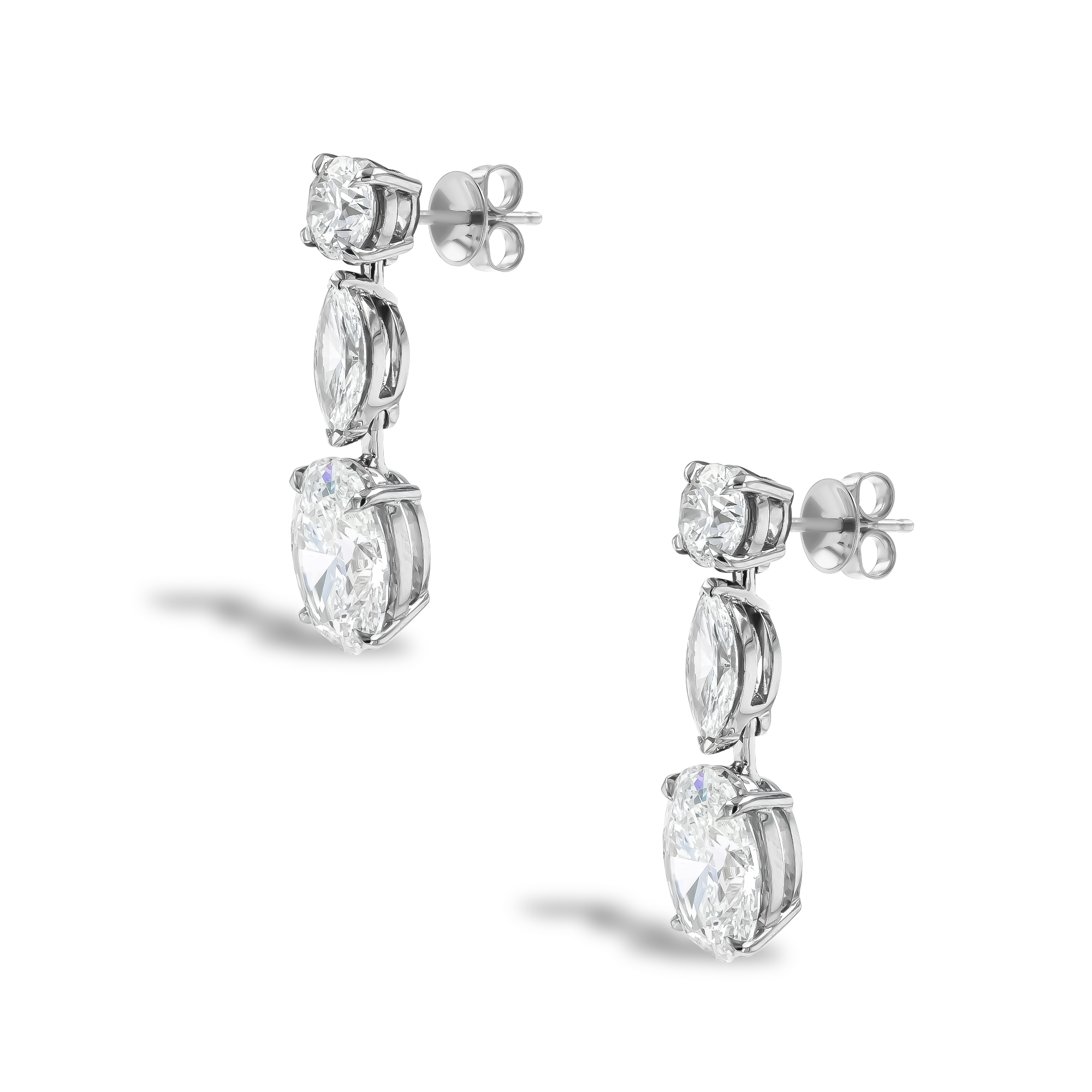 Oval Cut 4.01cts Diamond Drop Earrings Oval Cut, Claw Set_2