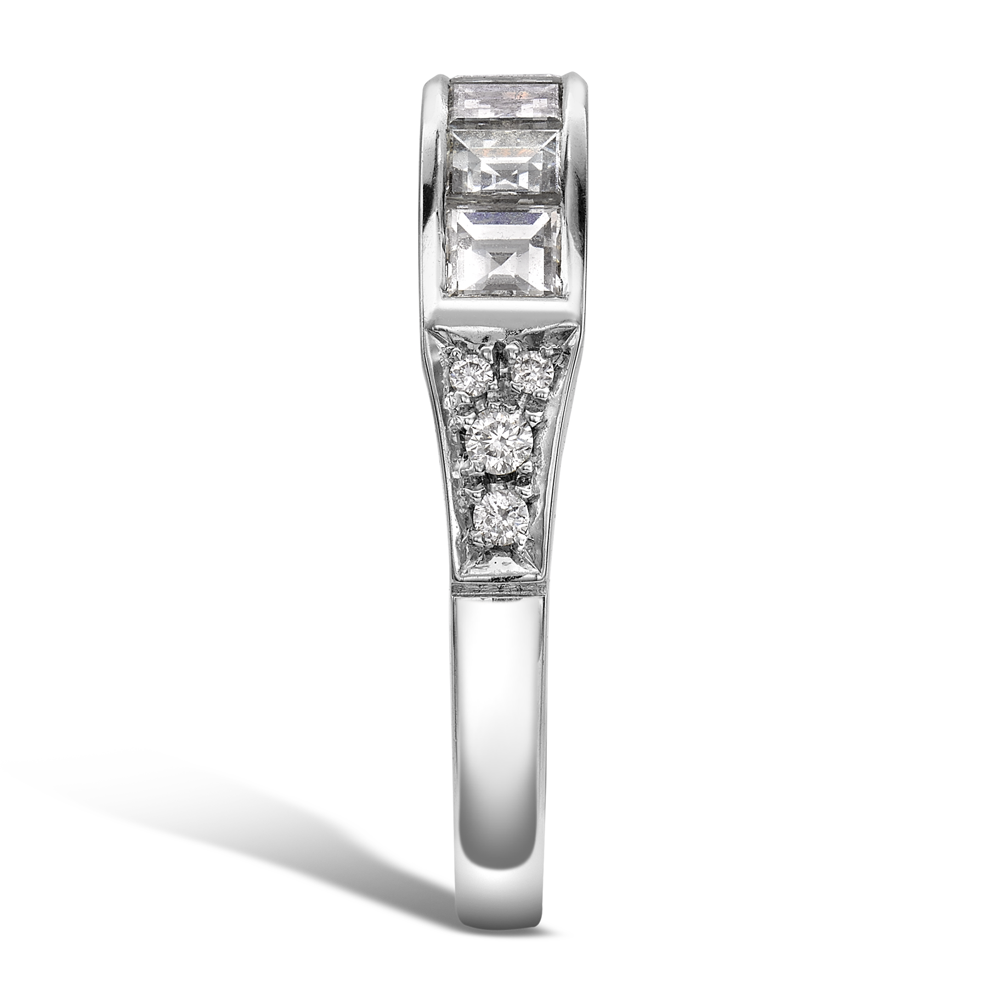 Antrobus 1.13ct Diamond Seven Stone Ring Carré Cut, Rubover Set, Diamond Shoulders_4
