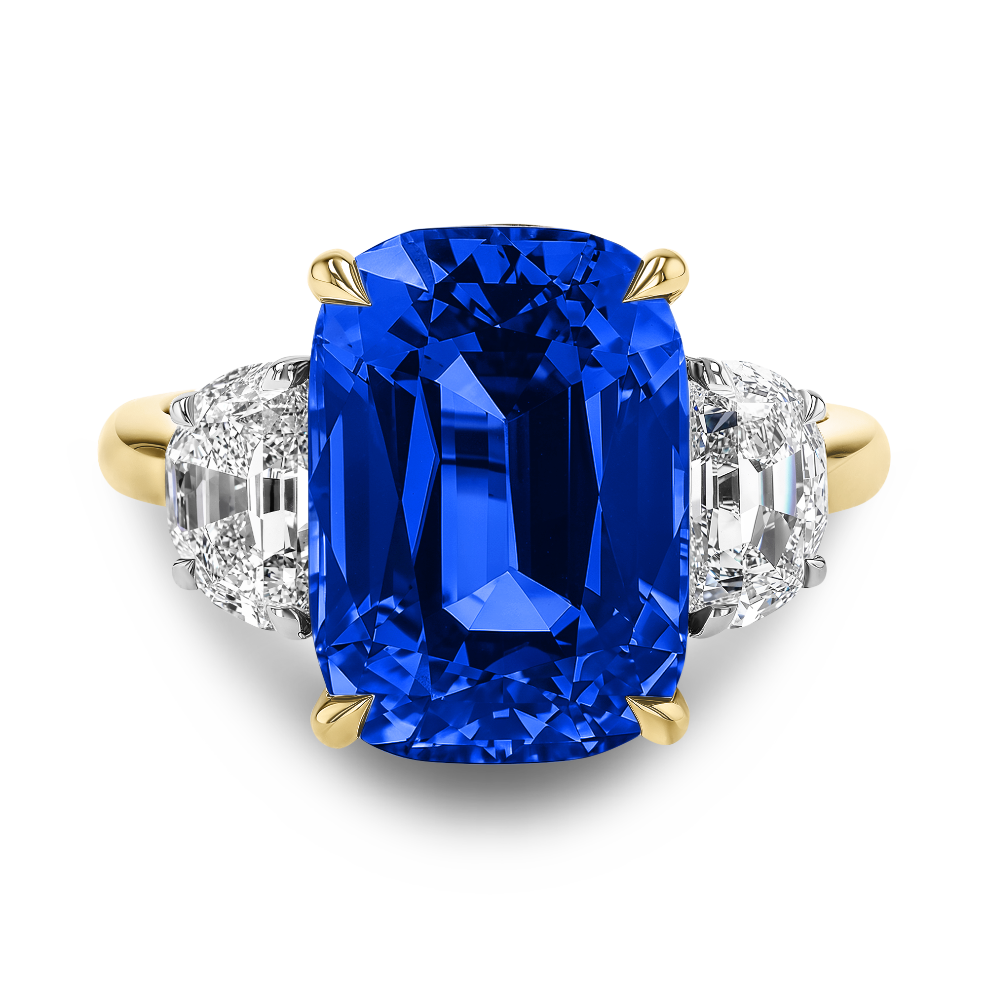 Masterpiece Madagascan 8.74 Sapphire and Diamond Ring Cushion modern cut, Claw set_2