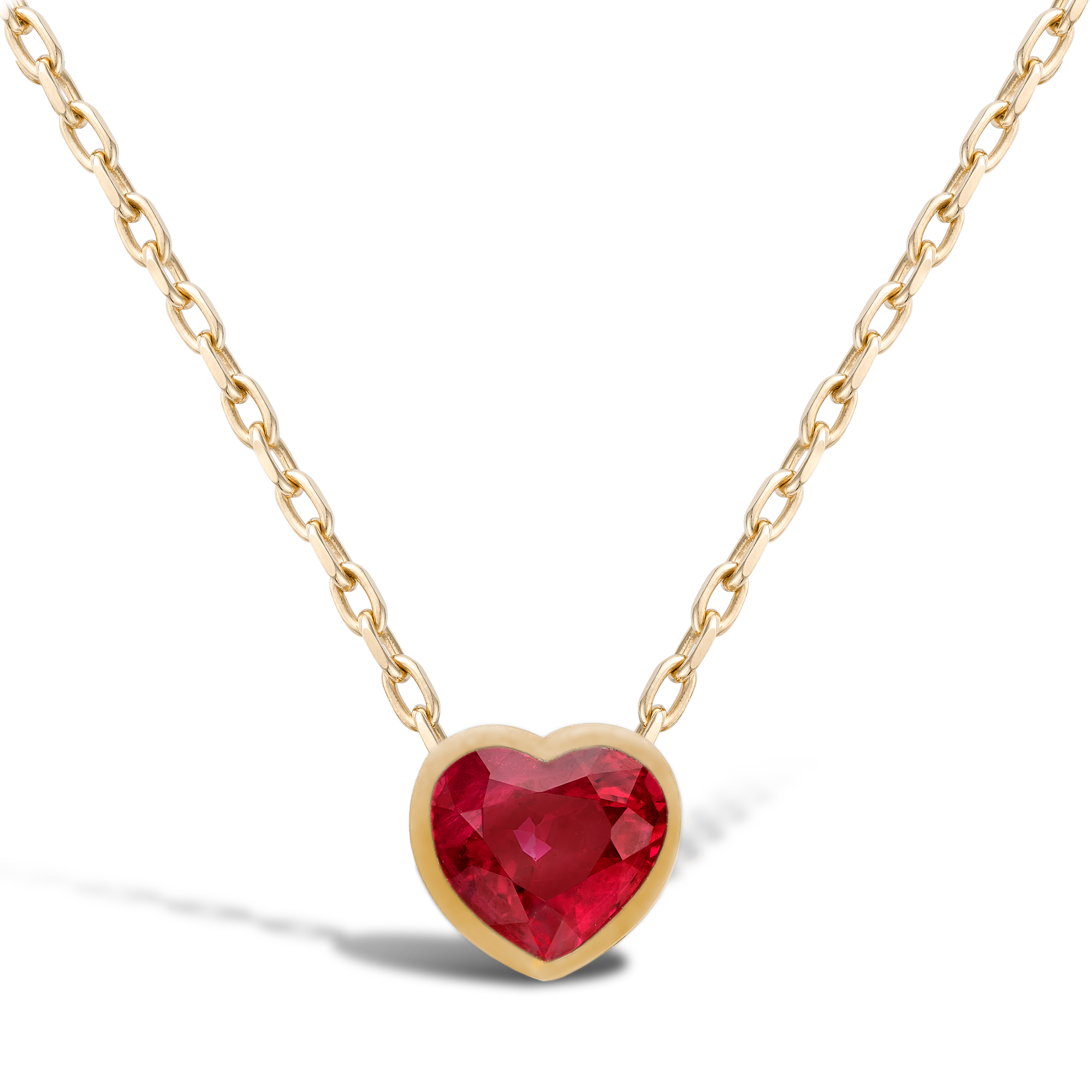 Legacy Heart Shape Ruby Pendant Heart and Brilliant Cut, Rubover Set_1