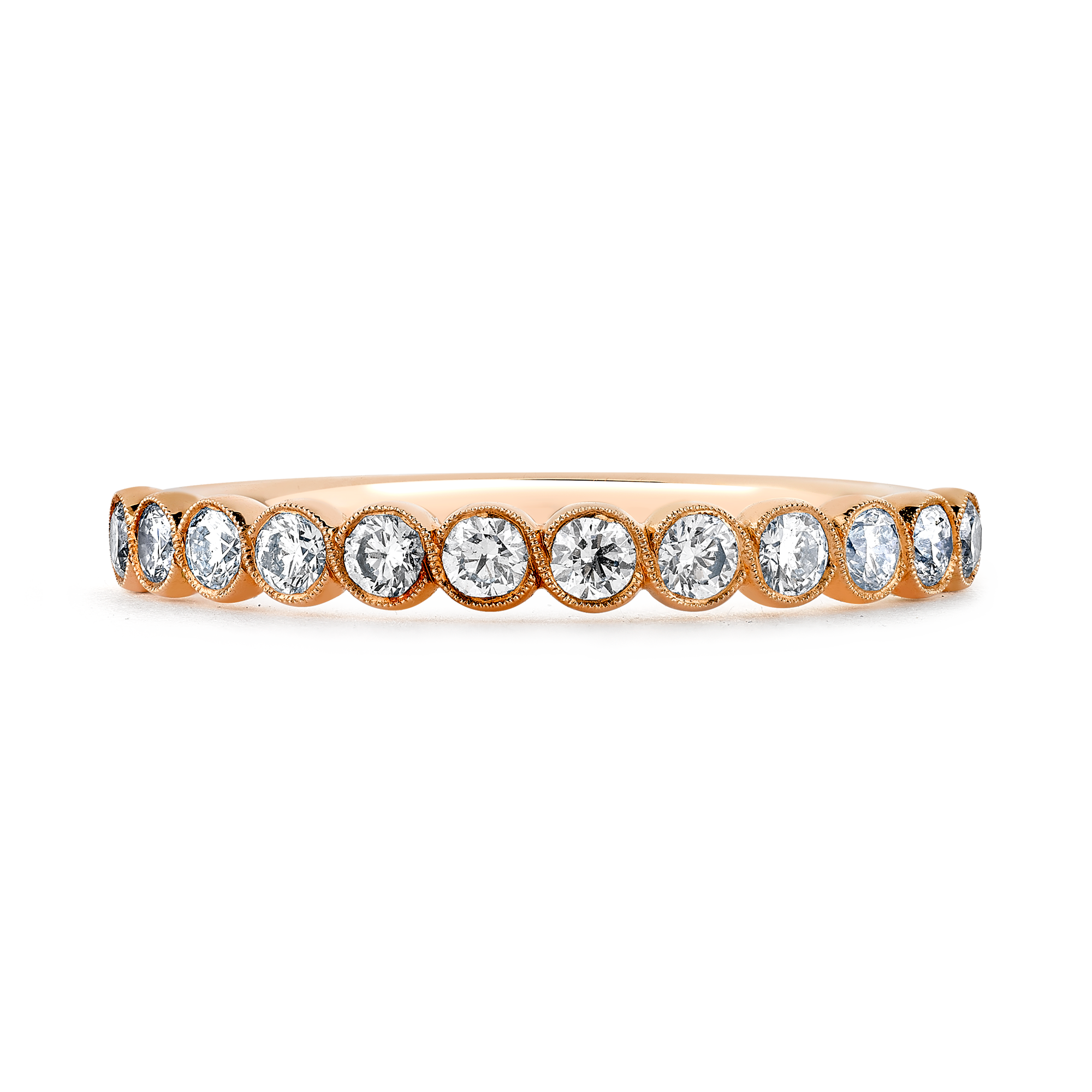 Diamond Dot 0.48ct Half Eternity Ring Brilliant Cut, Millegrain Set_2