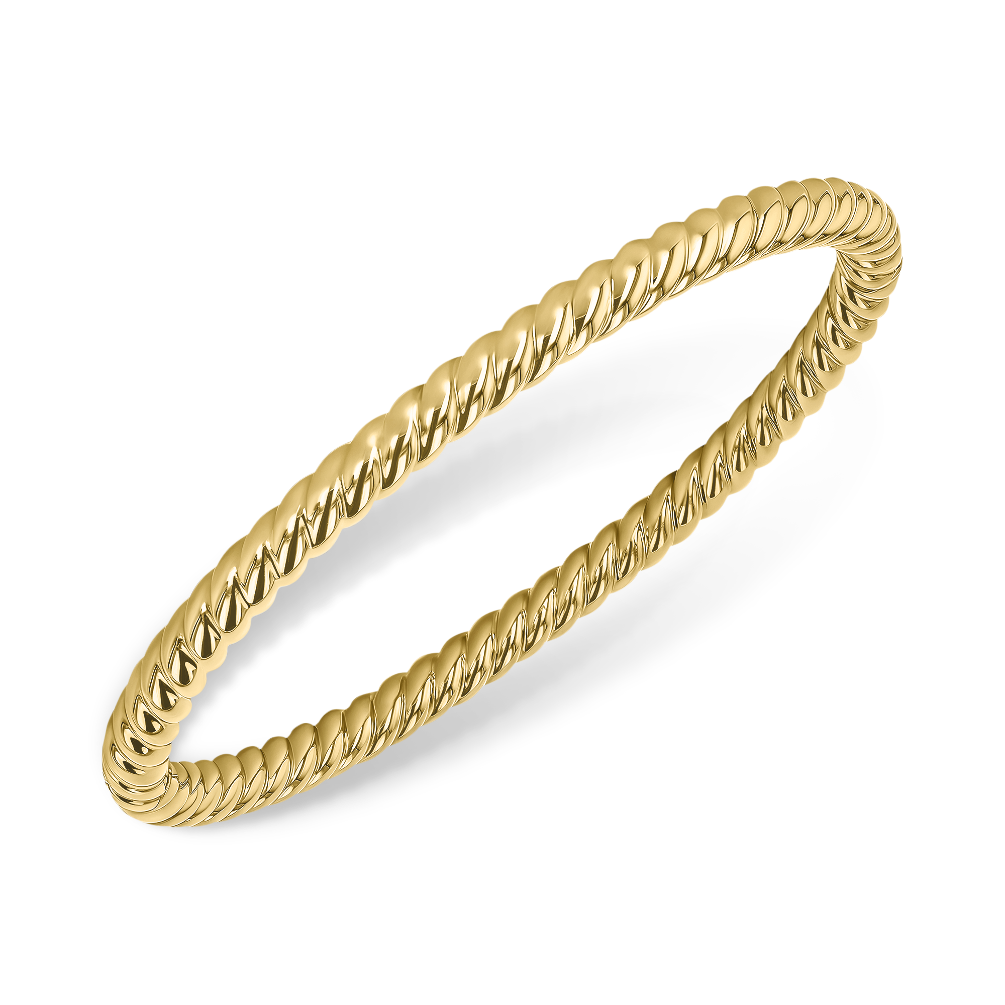 Yellow Gold Cross Section Cord Bangle _2