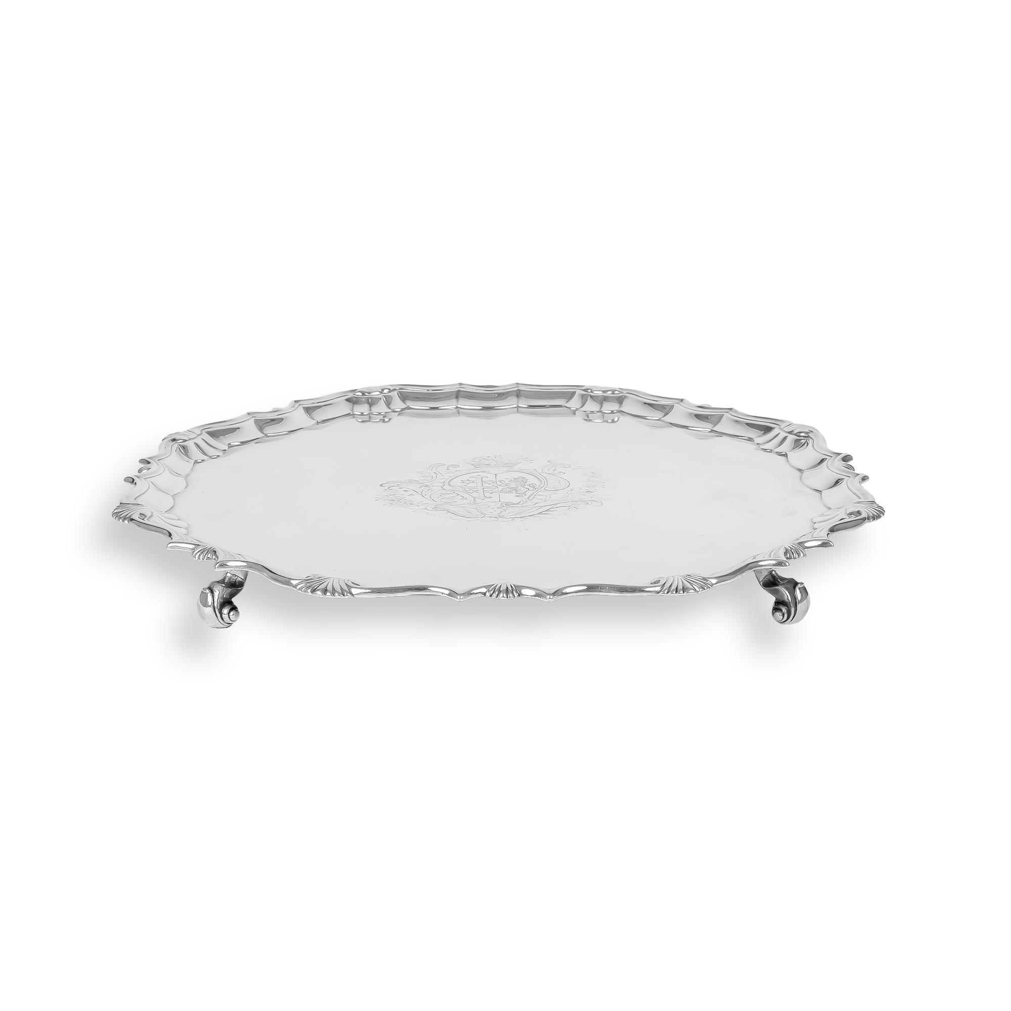 Silver George II Engraved Footed Salver _2