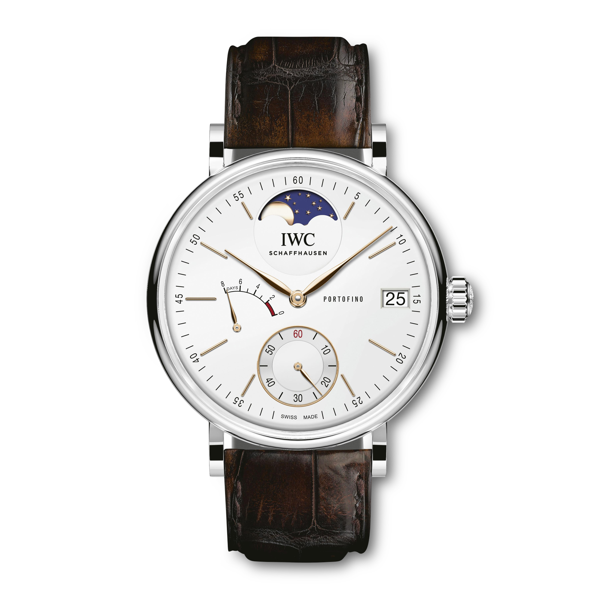 IWC Portofino Hand-Wound Day Moon Phase 45mm, Silver Dial, Baton Numerals_1