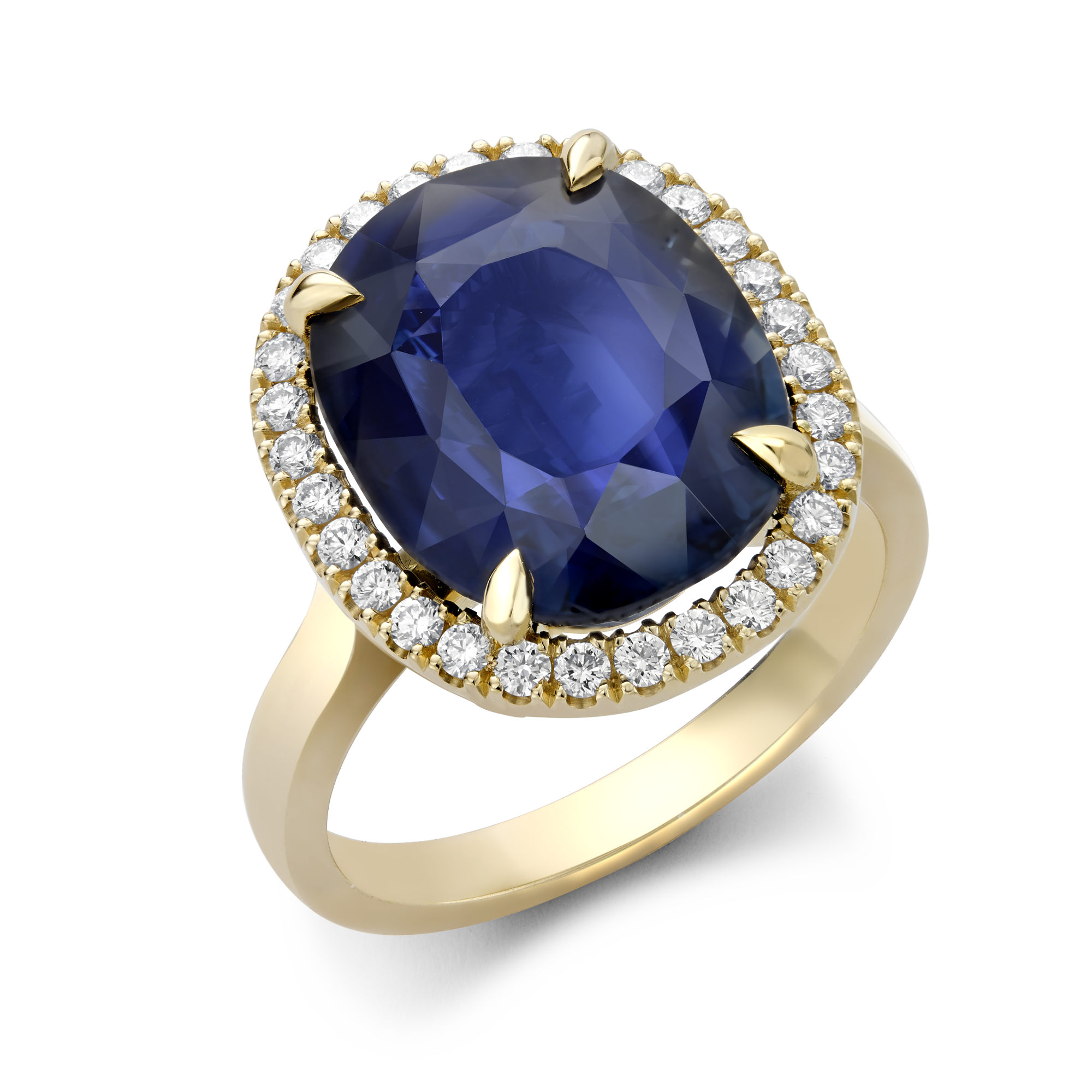 Sapphire and Diamond Cluster Ring Oval Cut, Four Claw Set_1