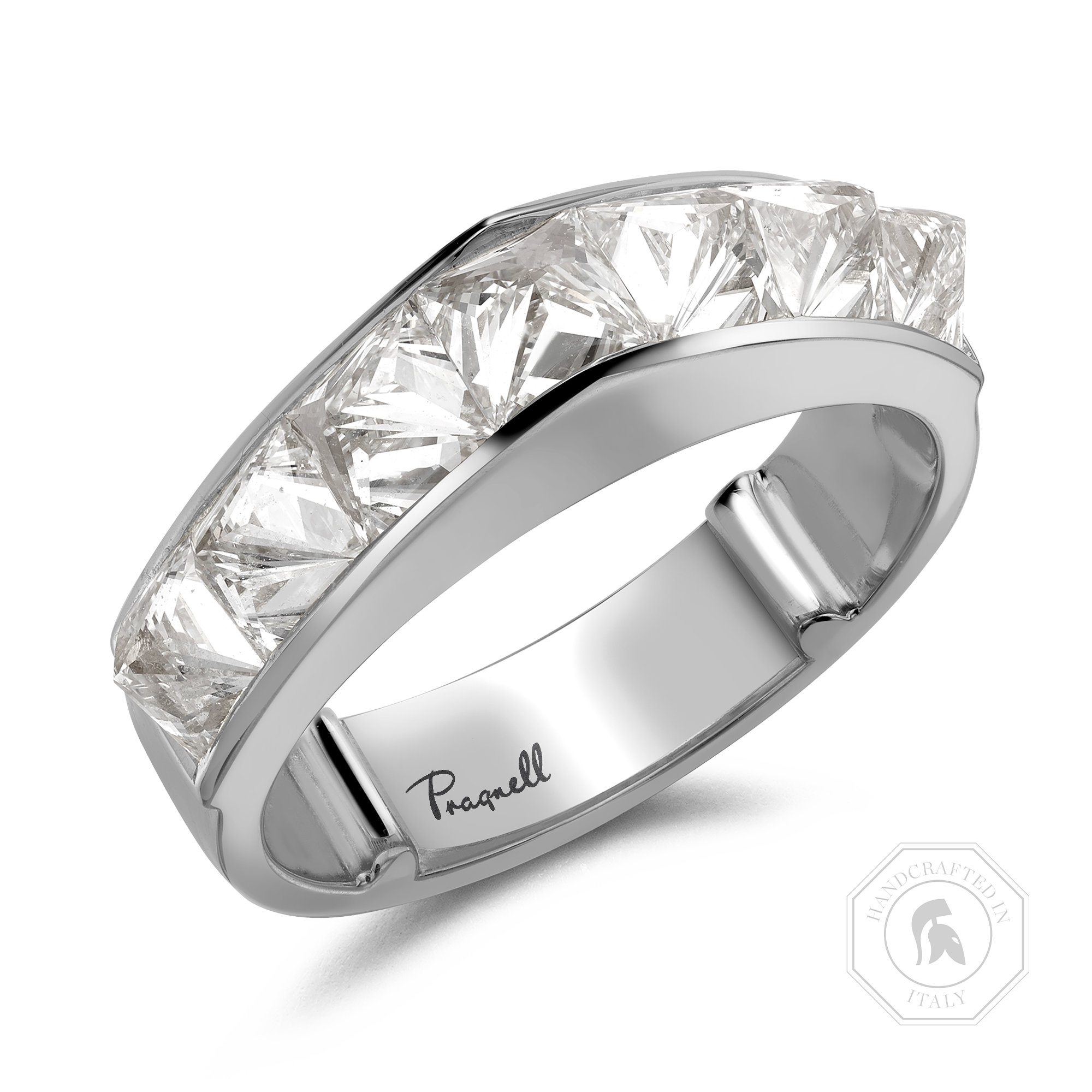 RockChic 2.77ct Diamond Peaked Seven Stone Ring Inverted Princess Cut, Channel Set_1