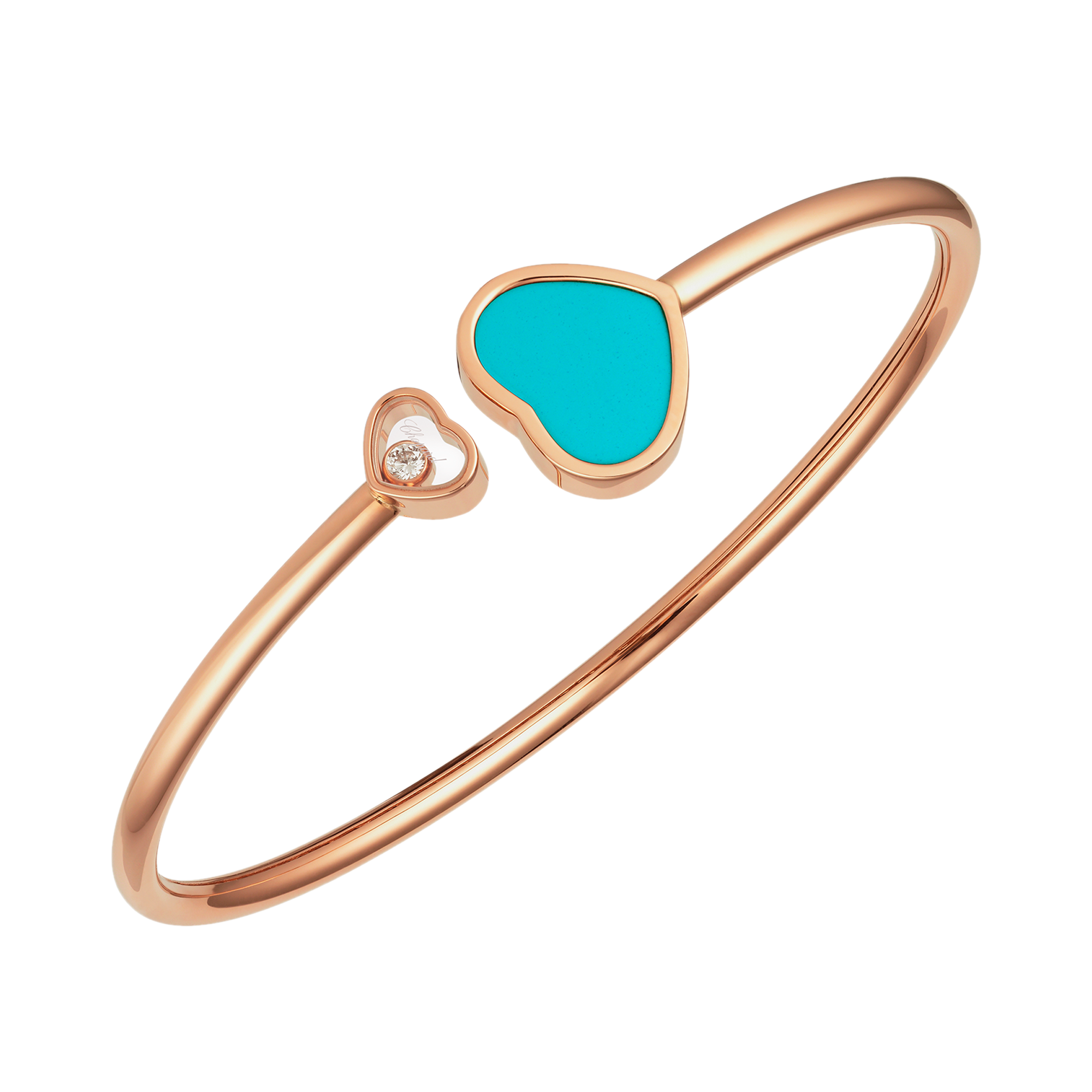 Chopard Happy Hearts Blue Turquoise Bangle Brilliant Cut Rub Over Set_1