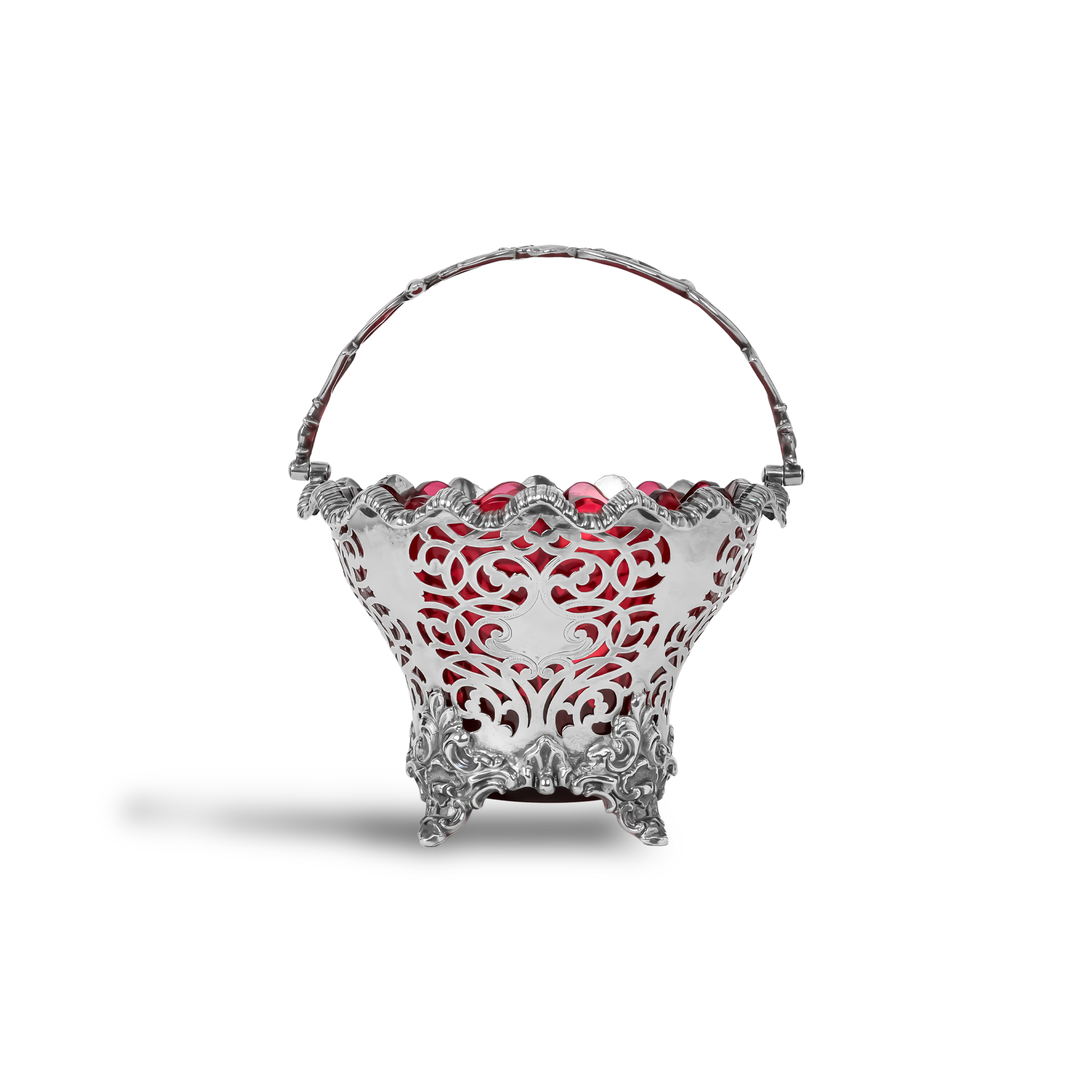 Victorian Silver Ruby Lined Bon Bon Dish Hallmarked Sheffield_1