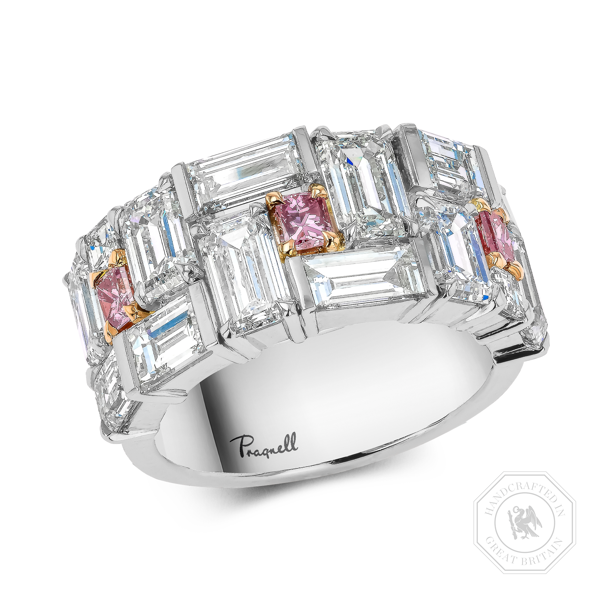Masterpiece Mosaic 5.79ct Diamond and Fancy Intense Pink Diamond Ring Multi Cut, Claw Set_1