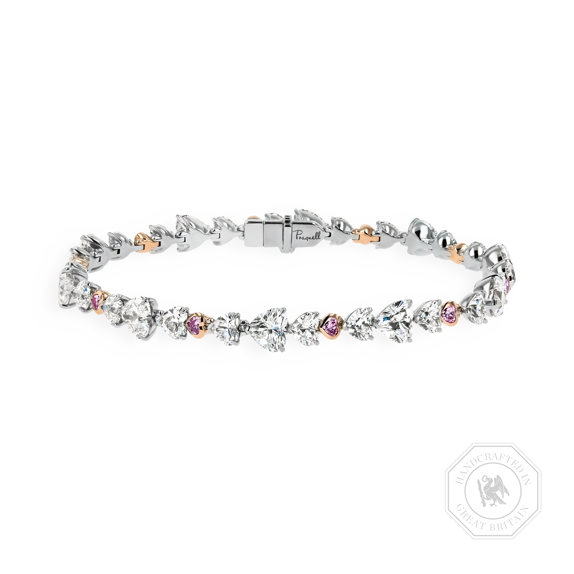Masterpiece 13.76ct Heartshape Diamond Line Bracelet Heartshape, Claw set_1