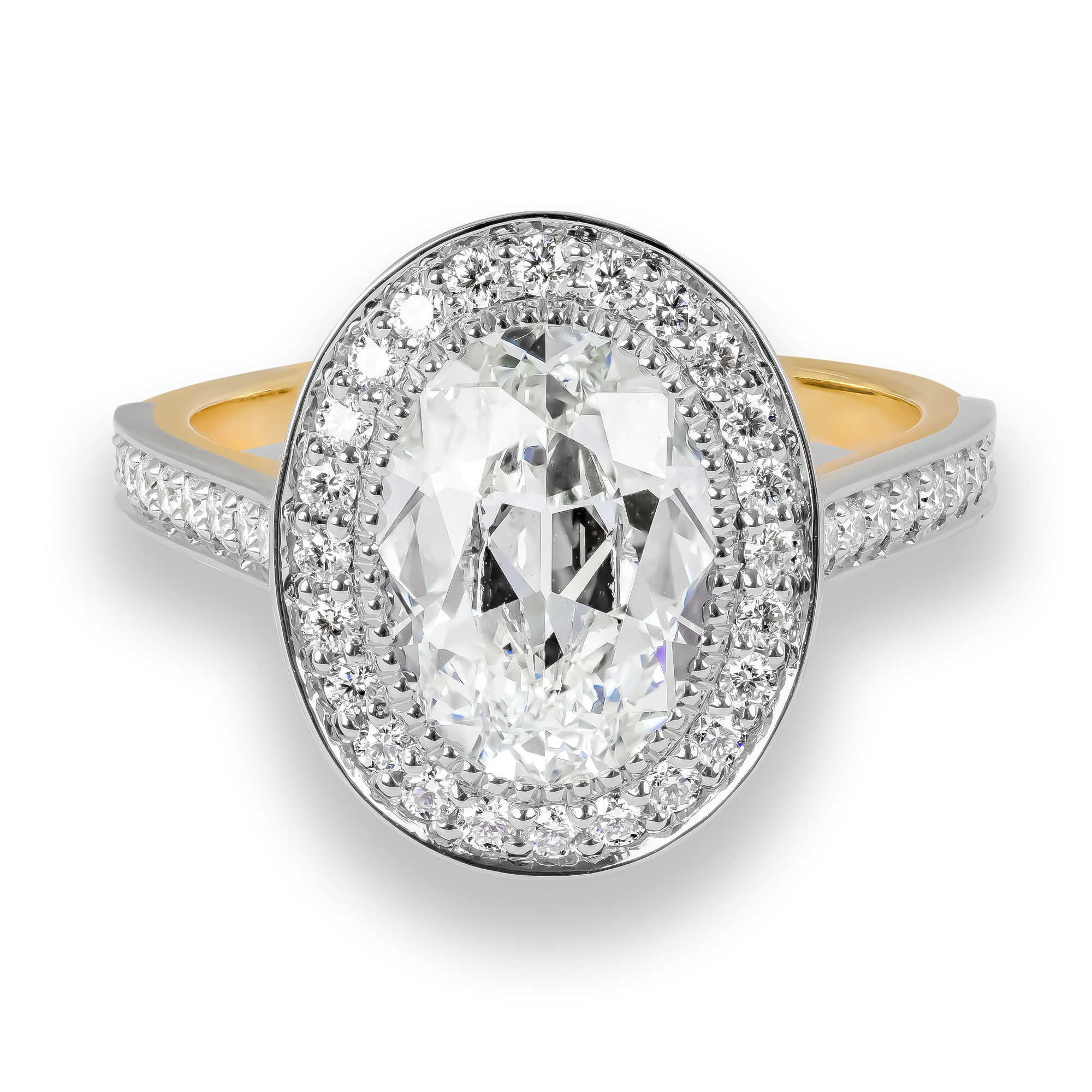 Oval Cut 2.32ct Diamond Cluster Ring Oval Cut, Grain Set_2