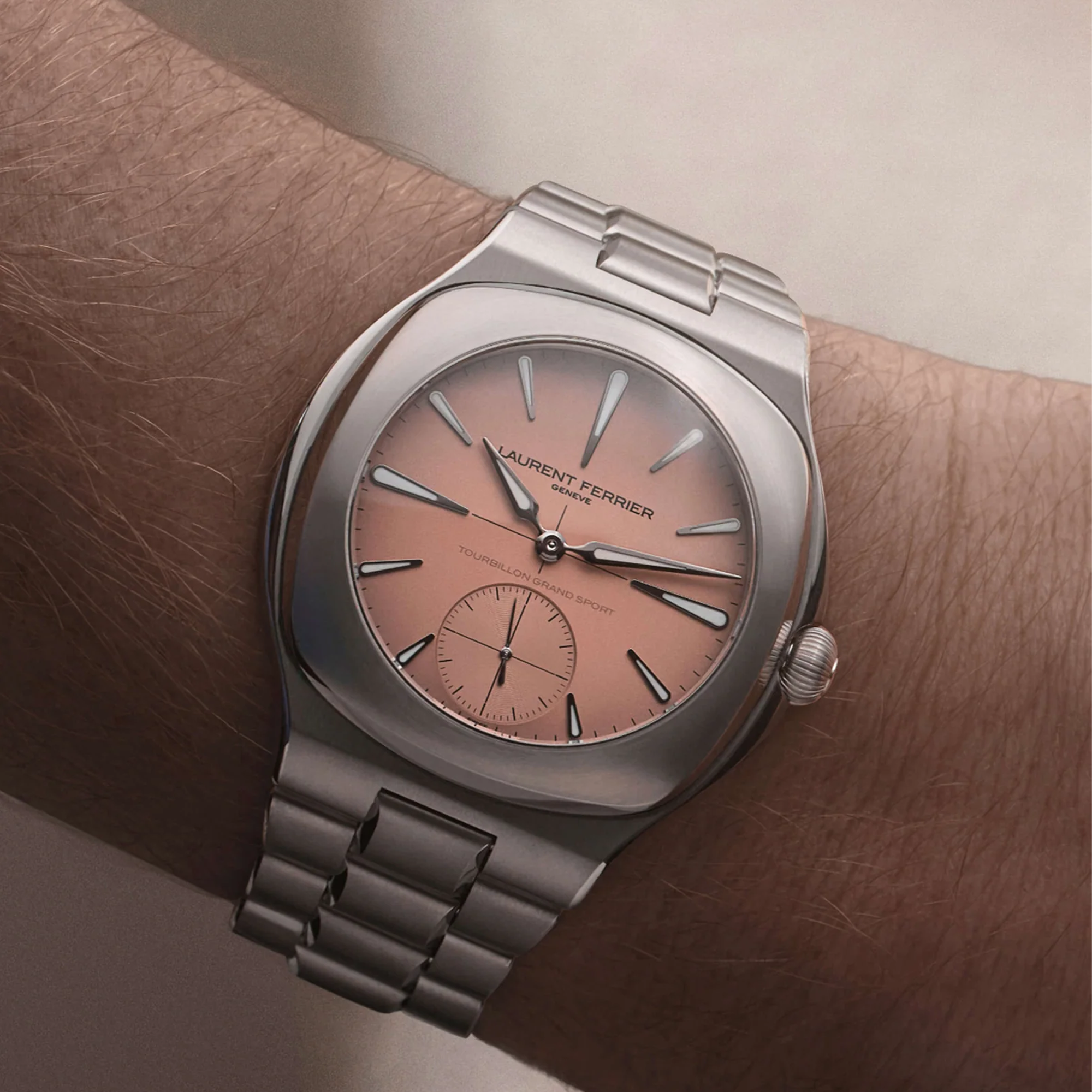 Laurent Ferrier Grand Sport Tourbillon Pursuit 44mm, Salmon-Pink Opaline Dial, Drop-shaped Indices_10