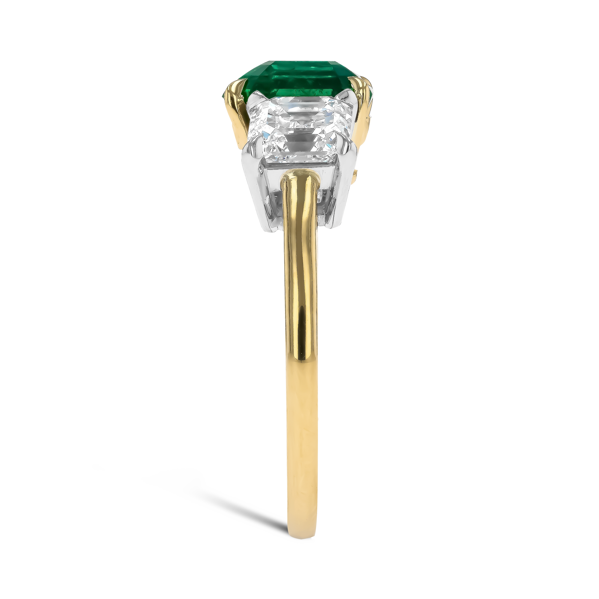 Octagonal Cut 2.34ct Zambian Emerald and Diamond Ring Octagonal Cut, Claw Set_4