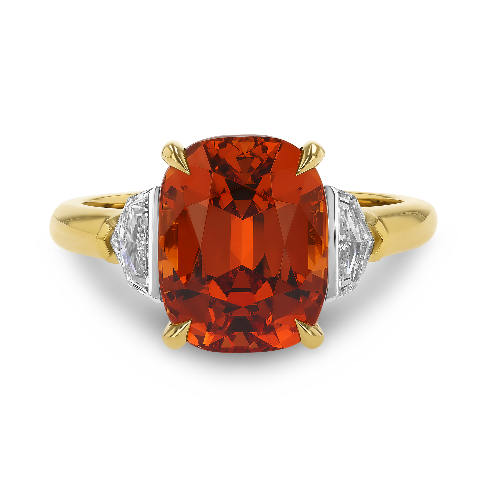 Oval Cut 6.08ct Namibian Spessartite Garnet and Diamond Ring Oval Cut, Claw Set_2