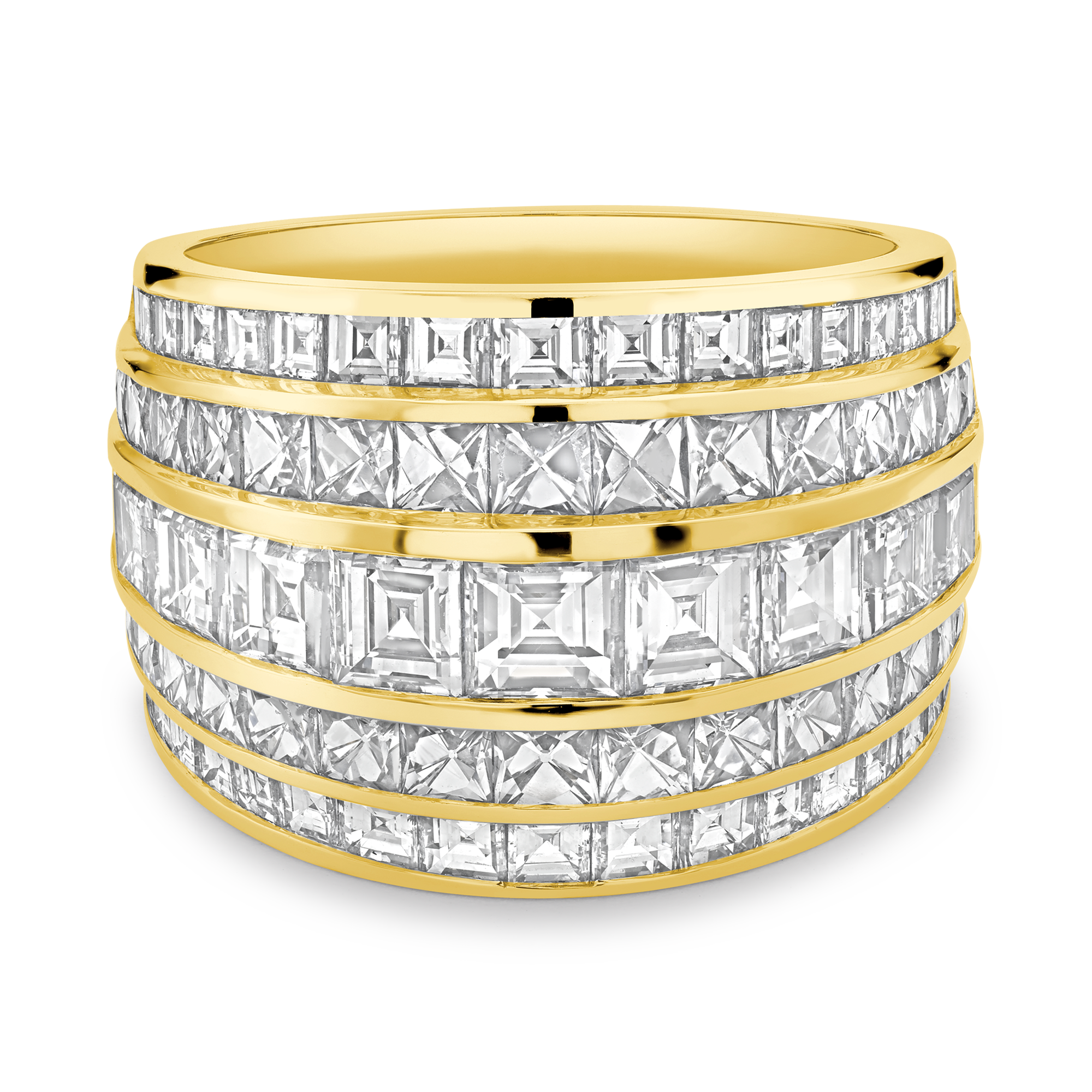 Manhattan Collection Five Row Diamond Ring French & Carré Cut, Channel Set_2