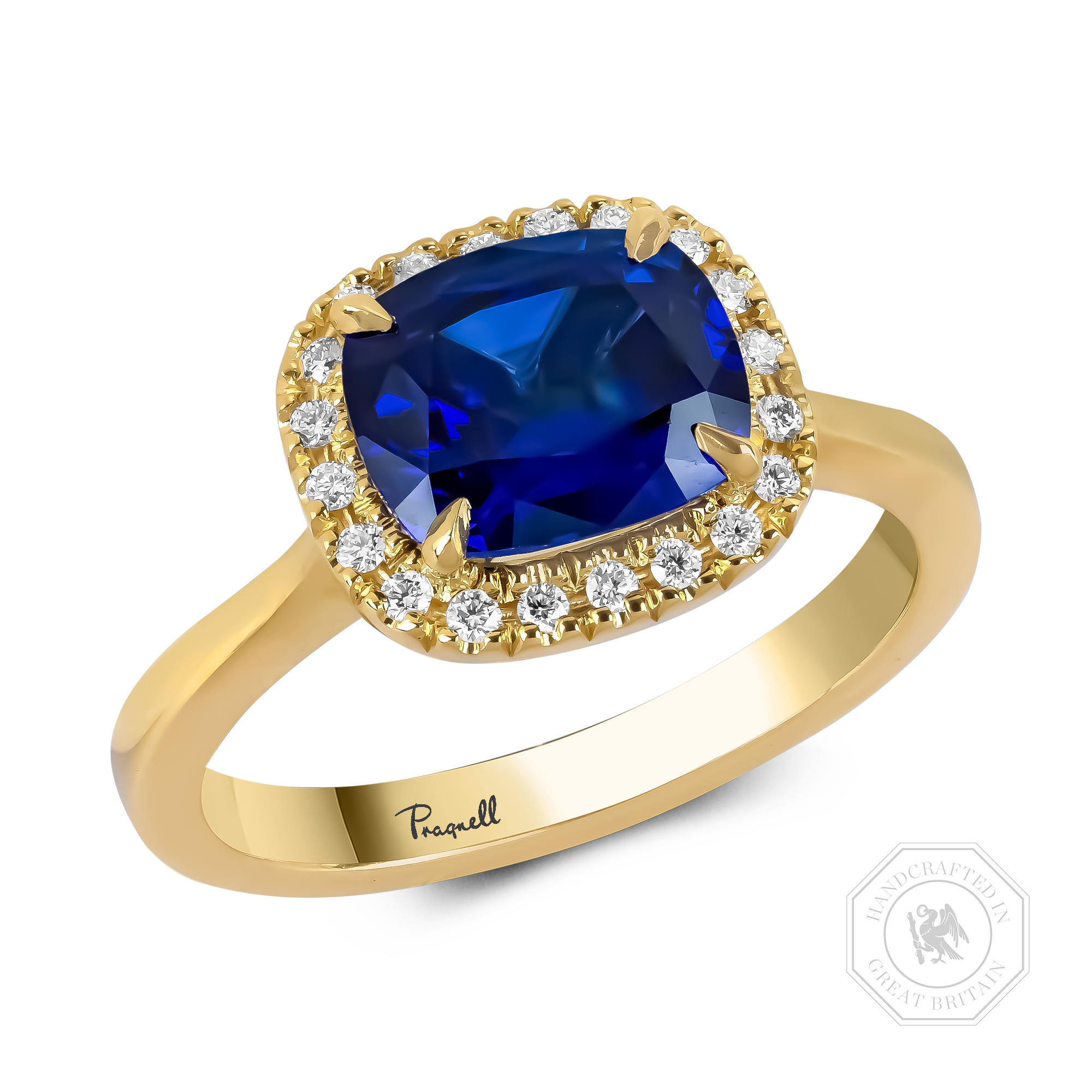 Cushion Cut 2.36ct Sri Lankan Sapphire and Diamond Ring Cushion Cut, Claw Set_1