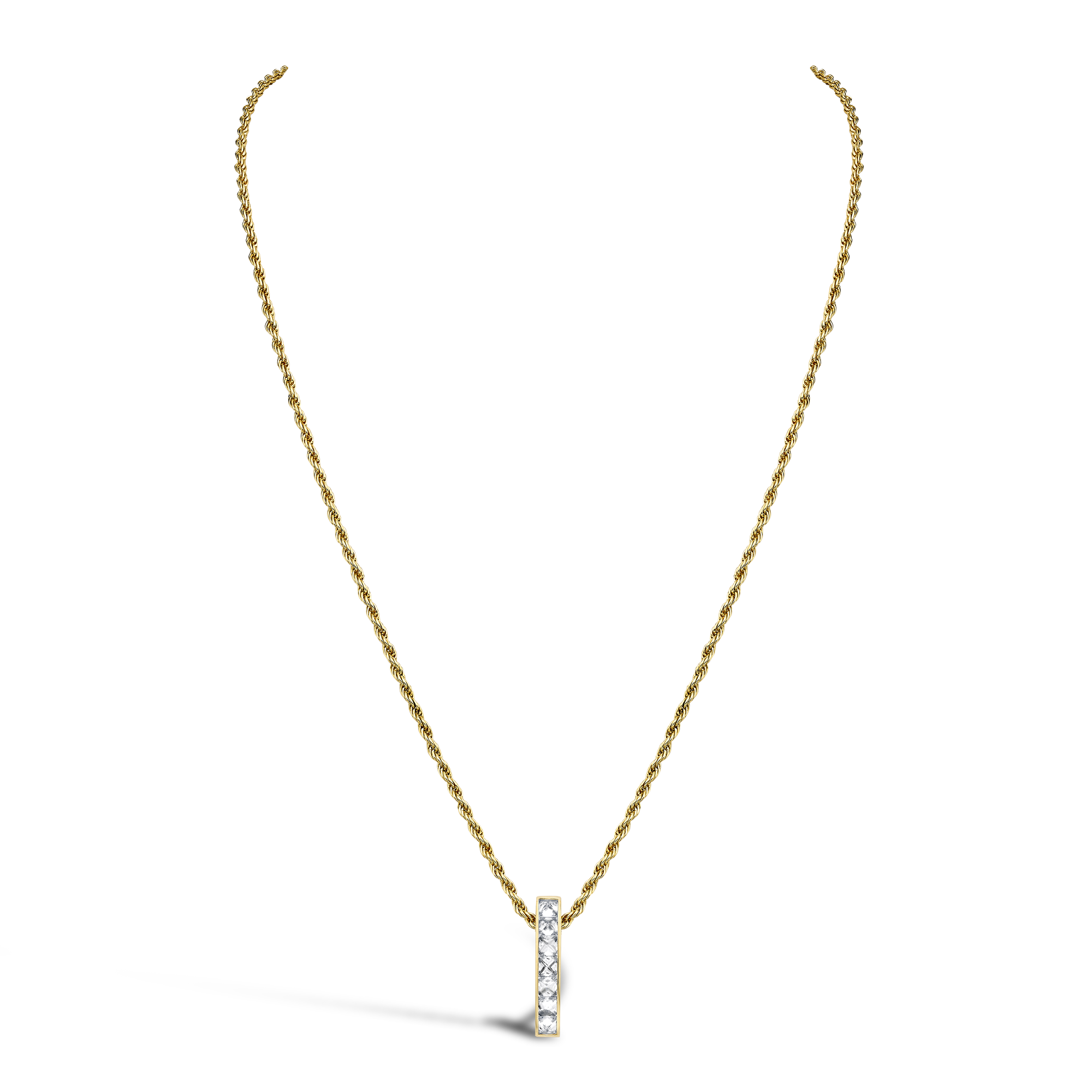 RockChic Diamond Bar Pendant Princess Cut, Channel Set_2