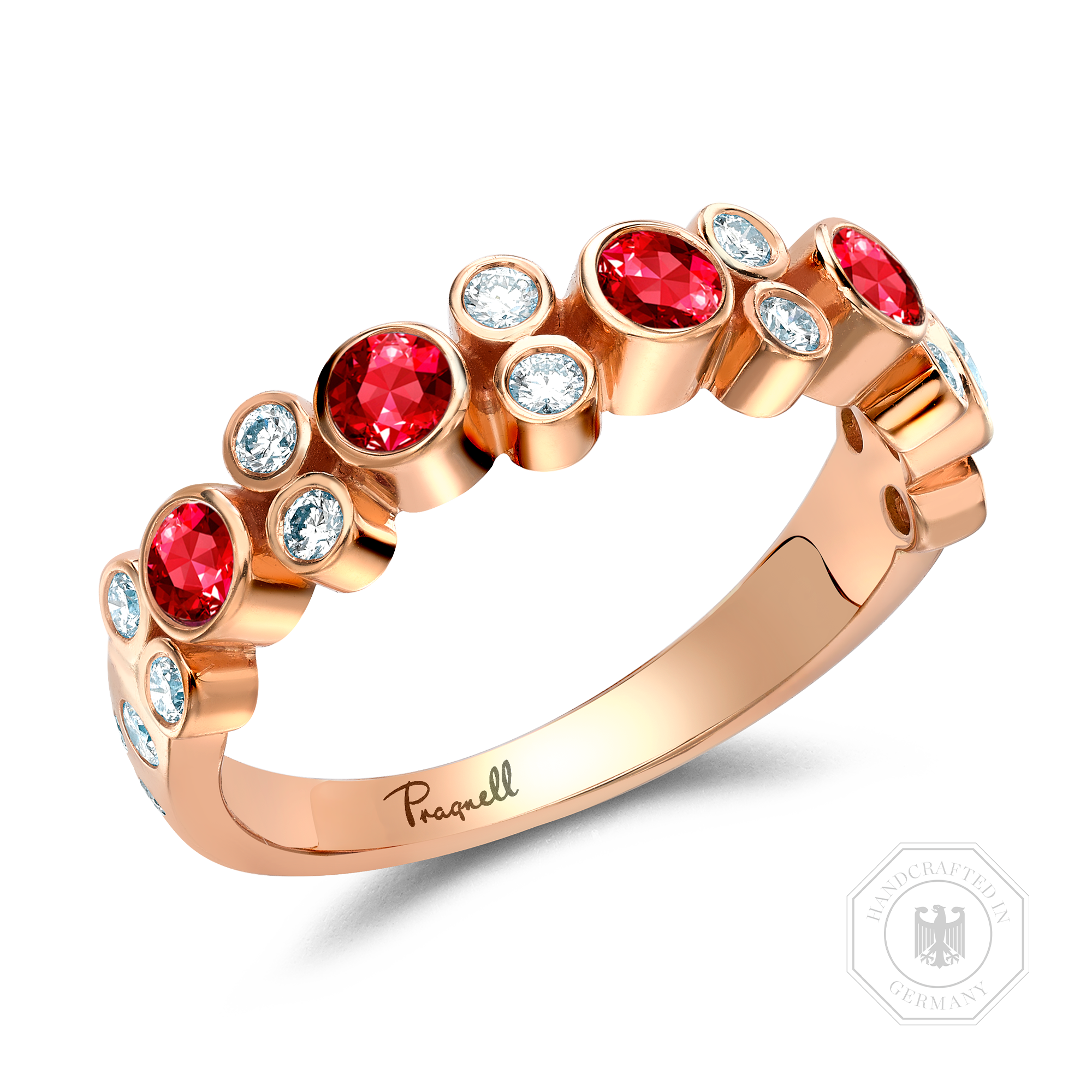 Bubbles Ruby and Diamond Band Ring Brilliant Cut, Rubover Set_1