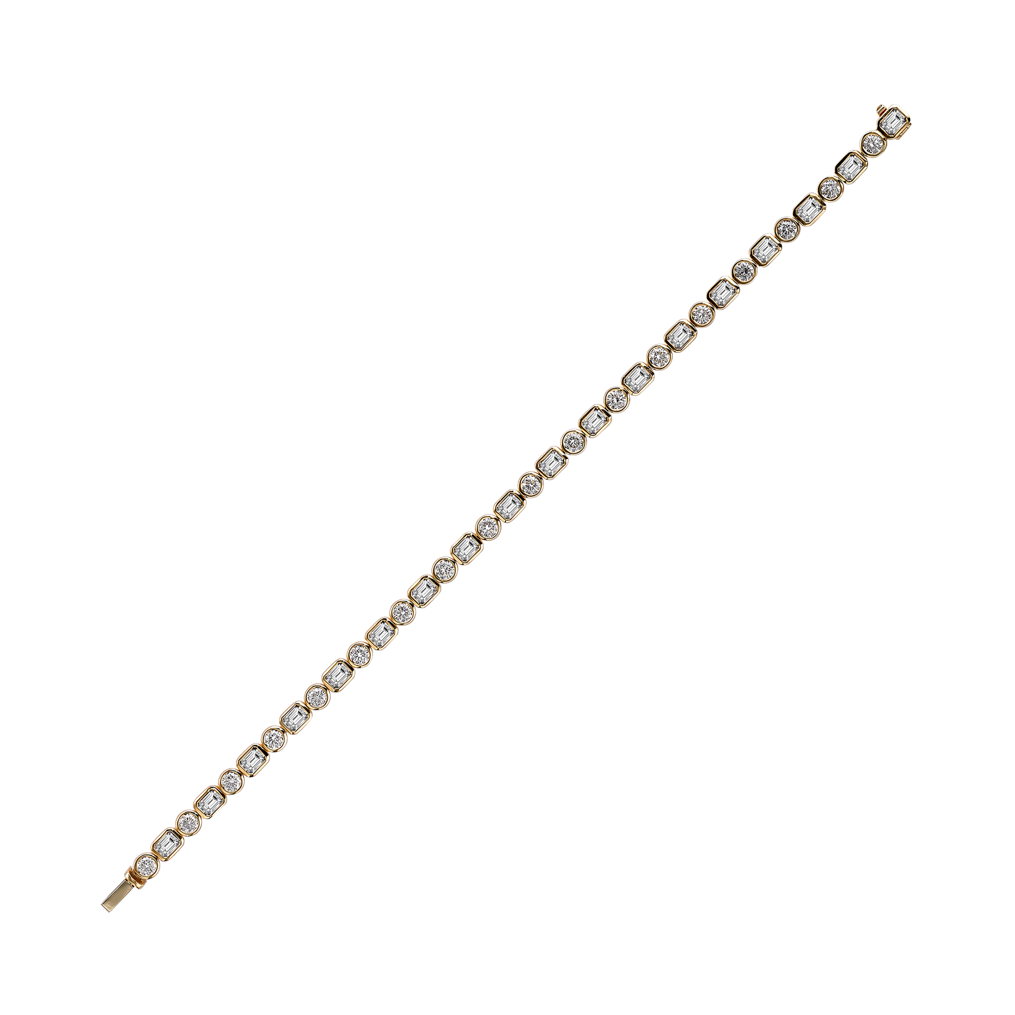 Emerald Cut and Brilliant Cut Diamond Bracelet Emerald Cut, Brilliant Cut, Rubover Set_2