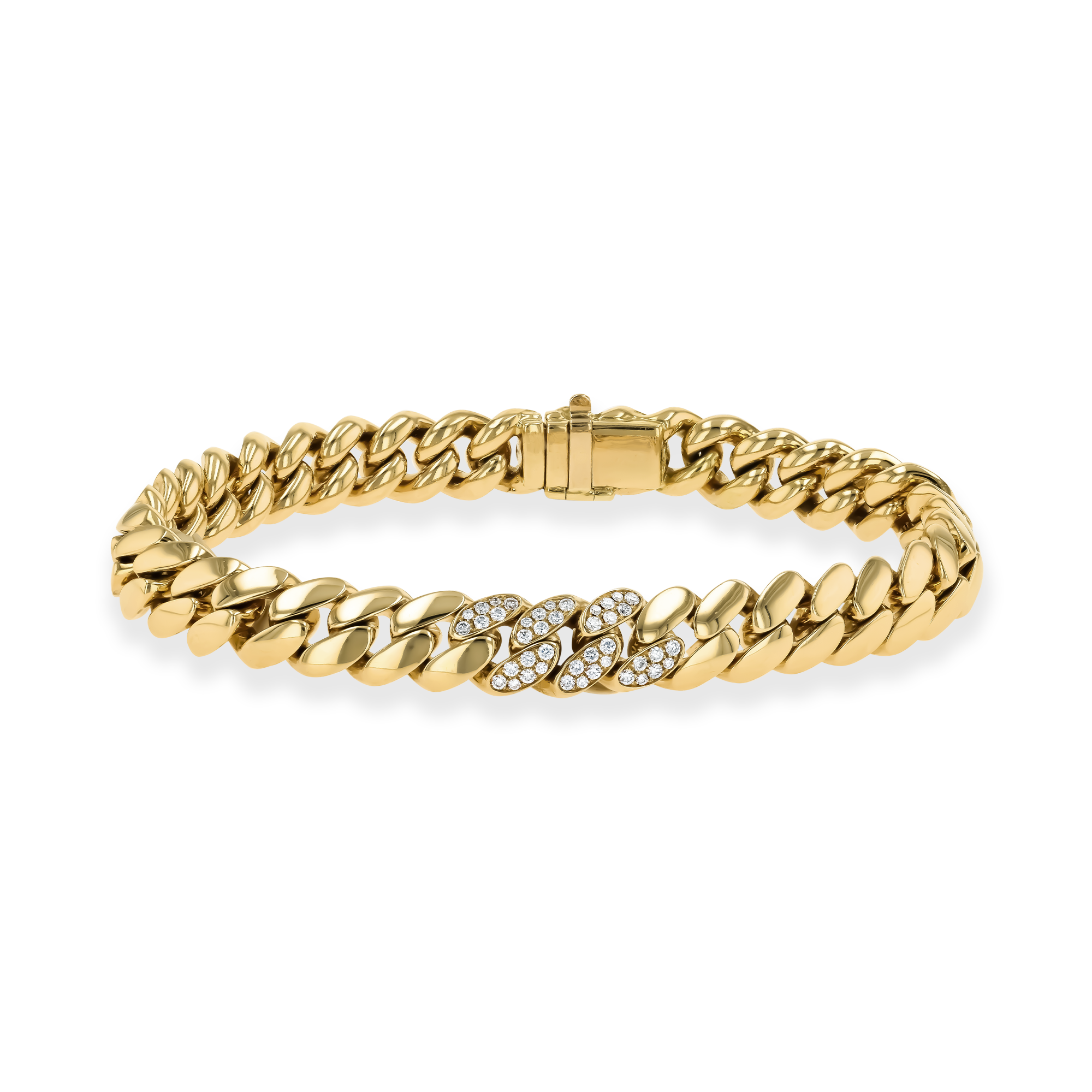 Fusion Polished Curb Link Bracelet (19cm) Brilliant Cut, Pave Set_1