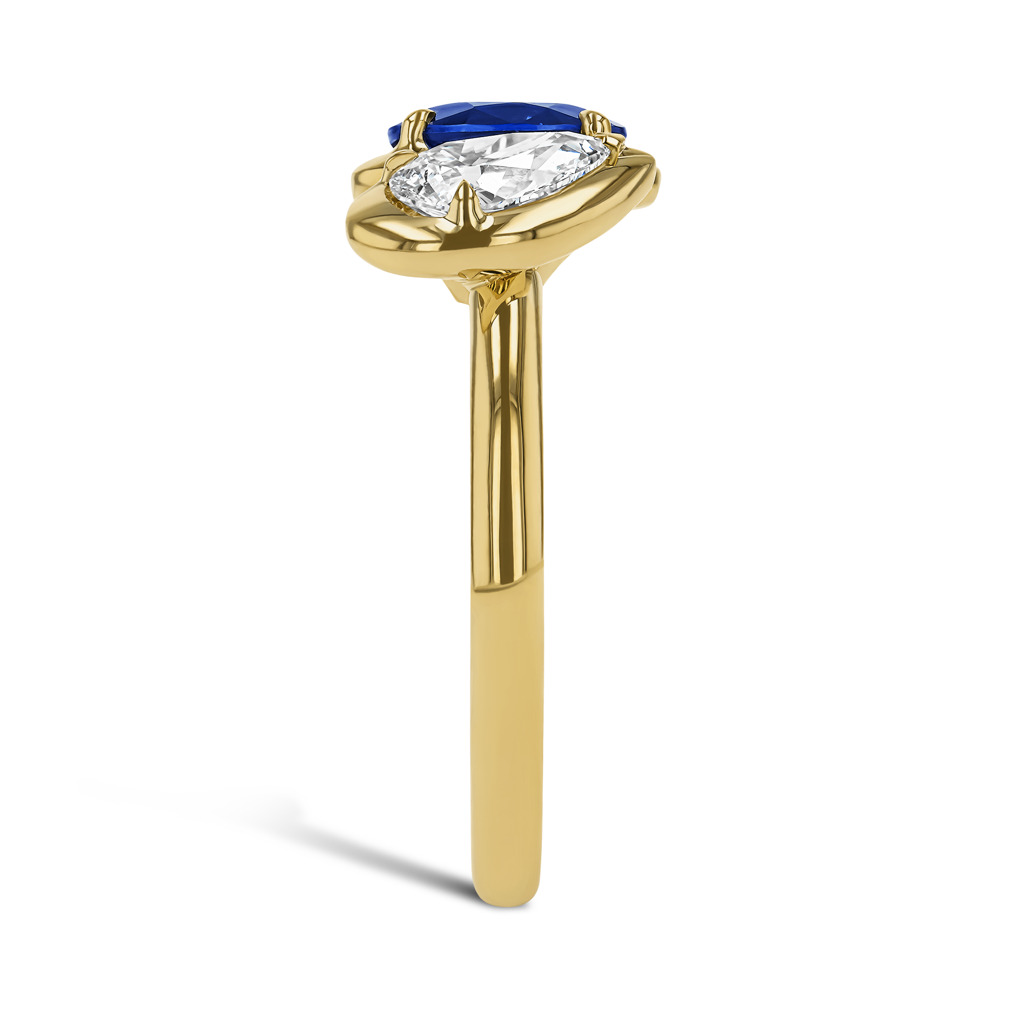 Skimming Stone 1.21ct Sapphire and Diamond Toi et Moi Ring Oval Cut, Claw Set_4
