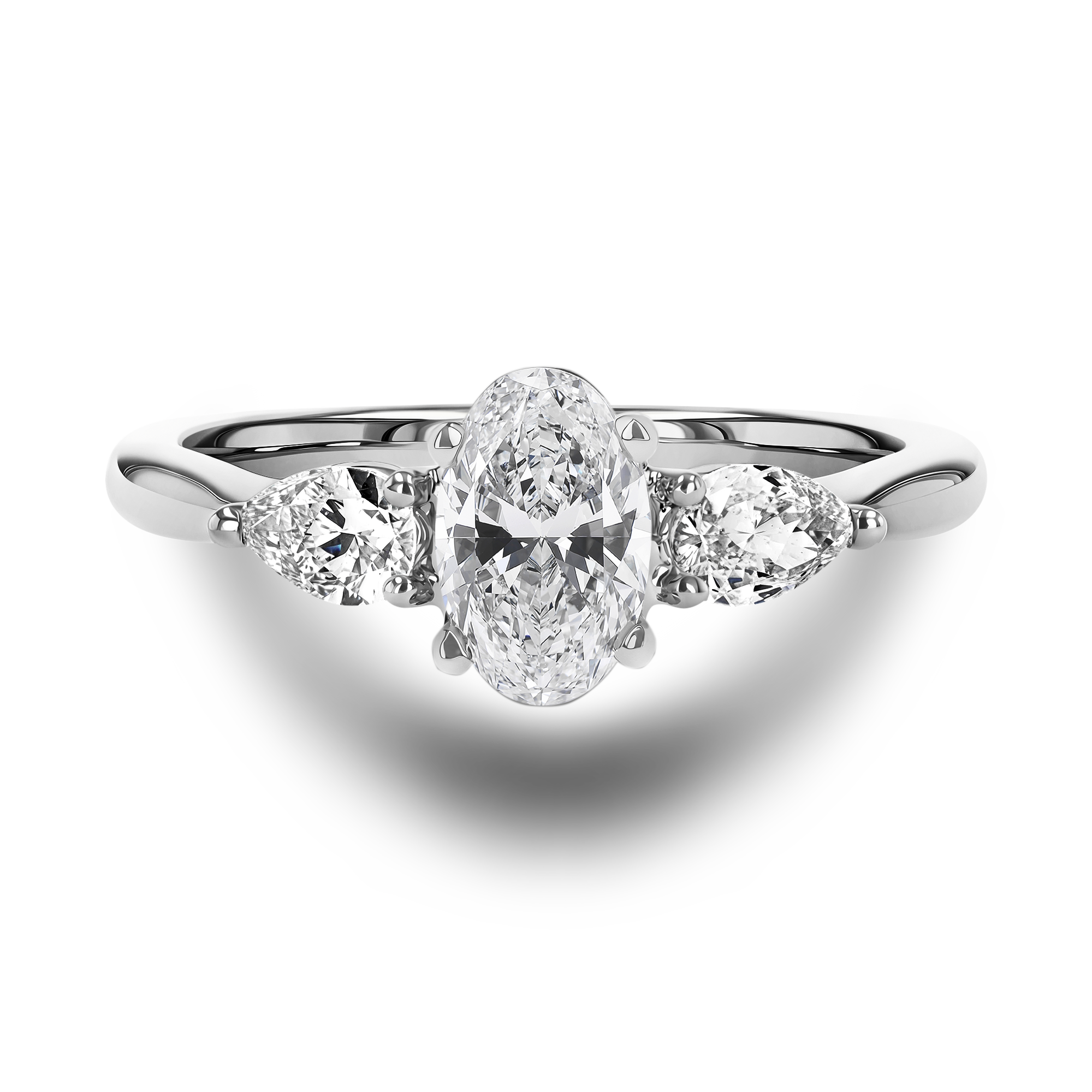 Classic 0.70ct Oval Cut Diamond Three Stone Ring Oval Cut, Claw Set_2