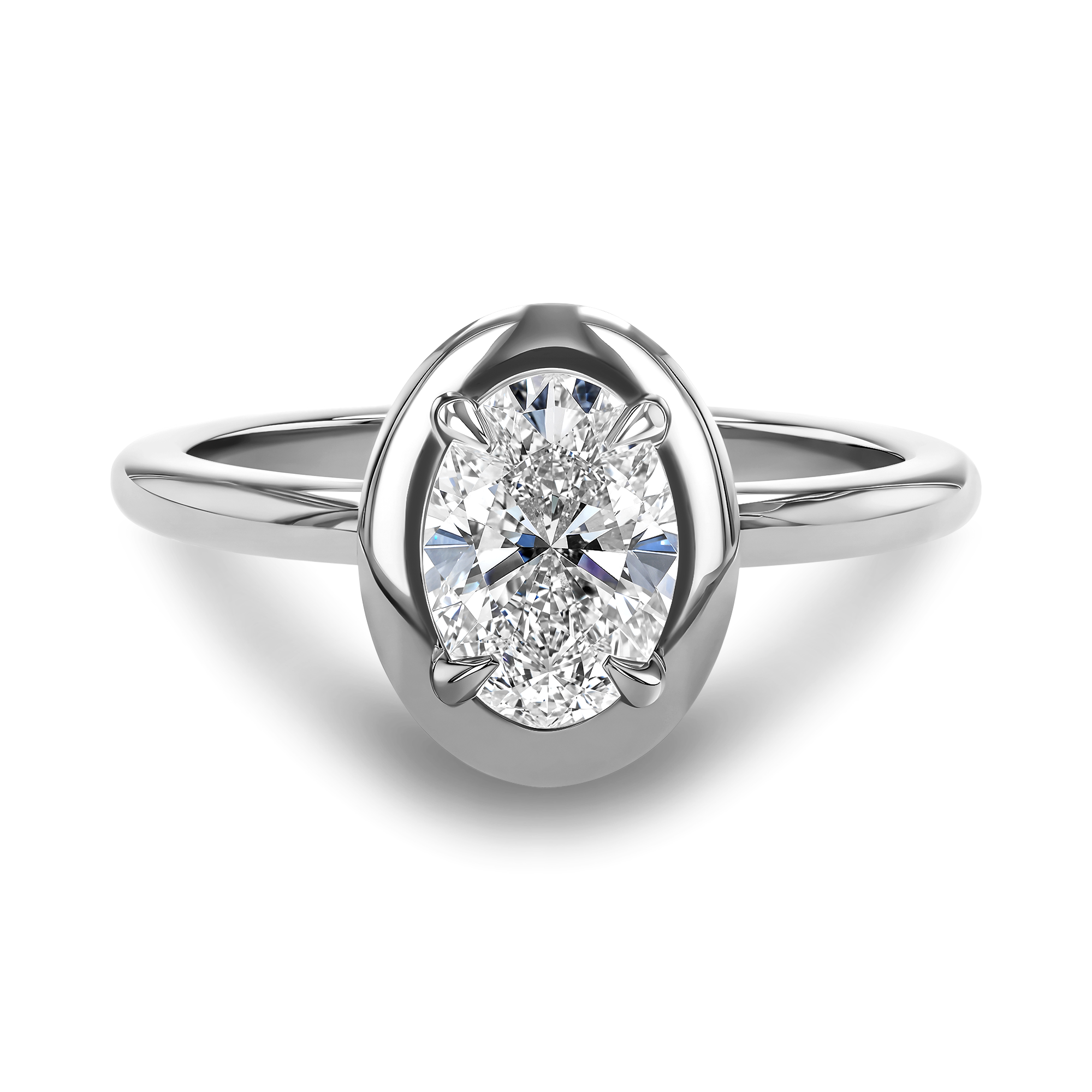 Skimming Stone 0.90ct Oval Diamond Solitaire Ring Brilliant cut, Claw set_2