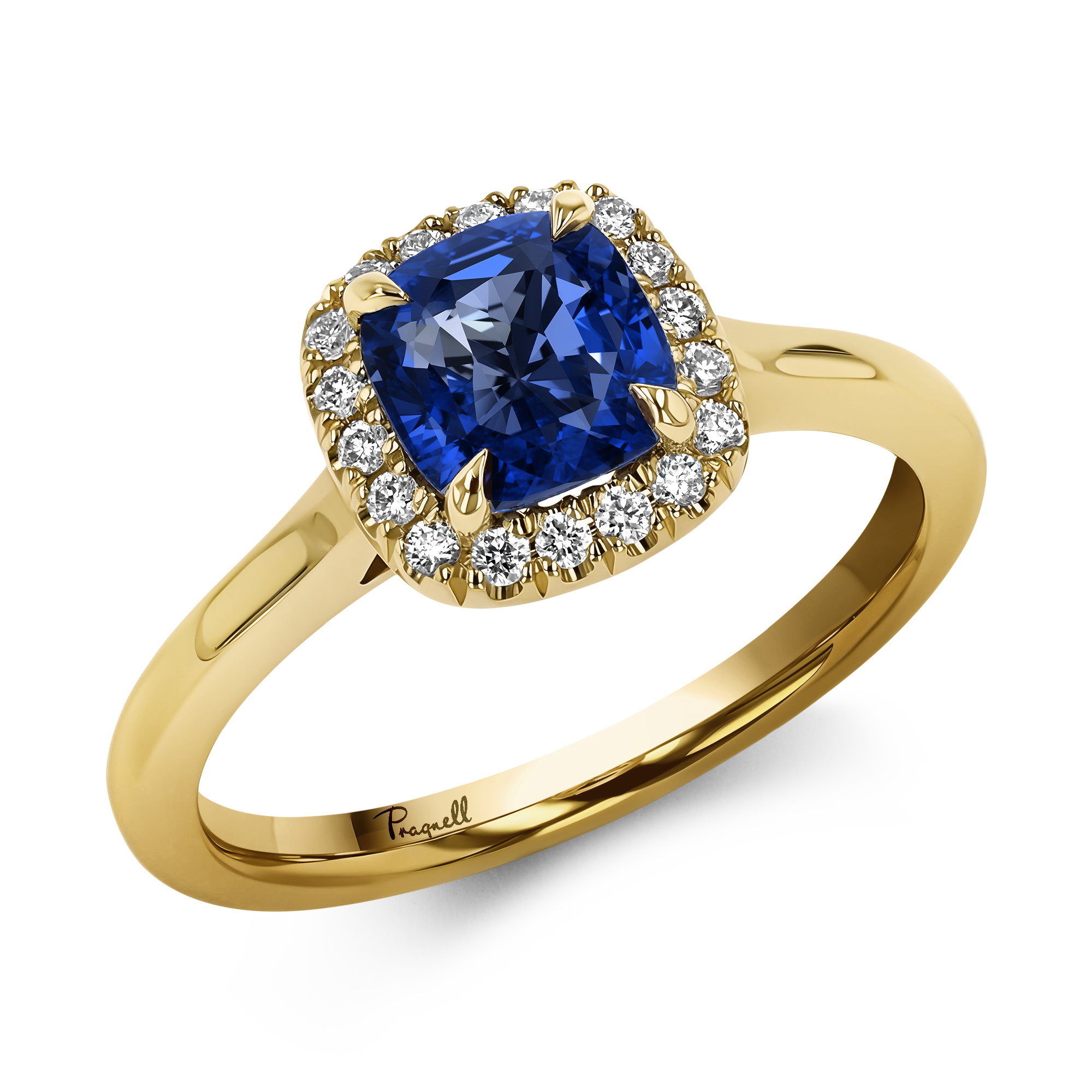 Celestial 1.45ct Sapphire and Diamond Cluster Ring Cushion modern cut, Claw set_1