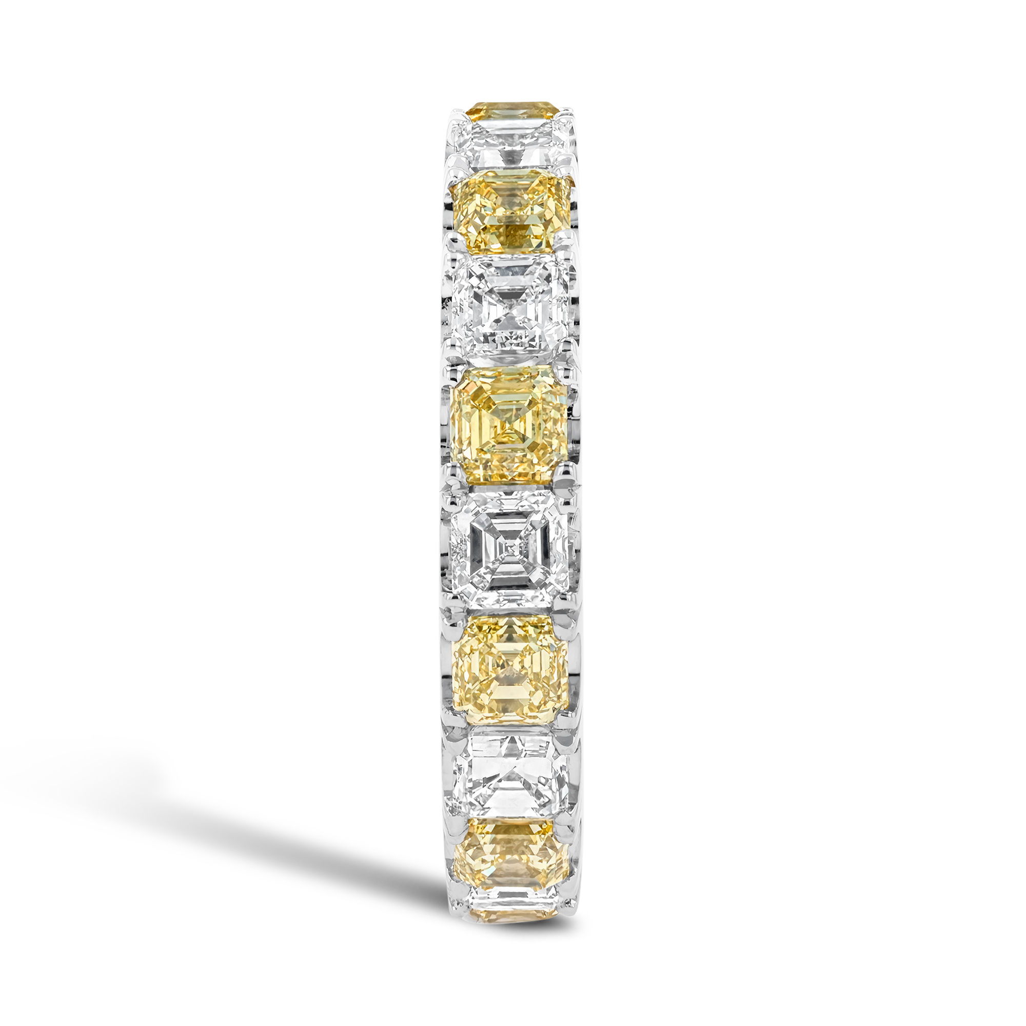 Yellow and White Asscher Cut Diamond Full Eternity Ring Asscher Cut, Claw Set_4