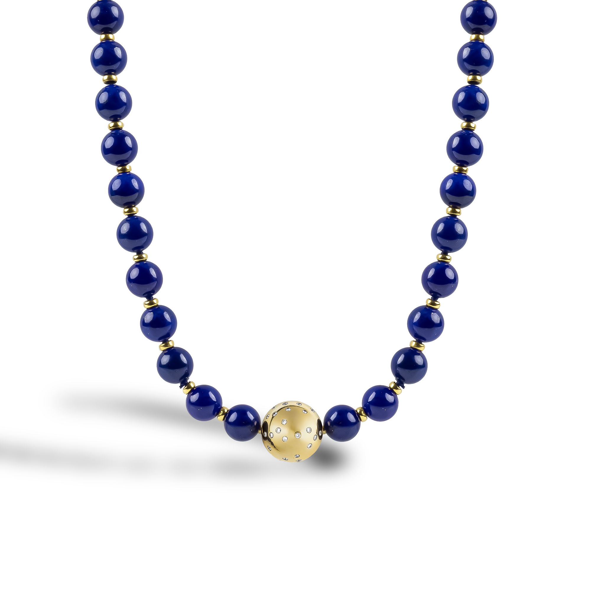 Convertible Lapis Lazuli Bead and Brilliant Cut Diamond Necklace Brilliant Cut, Flush Set_2