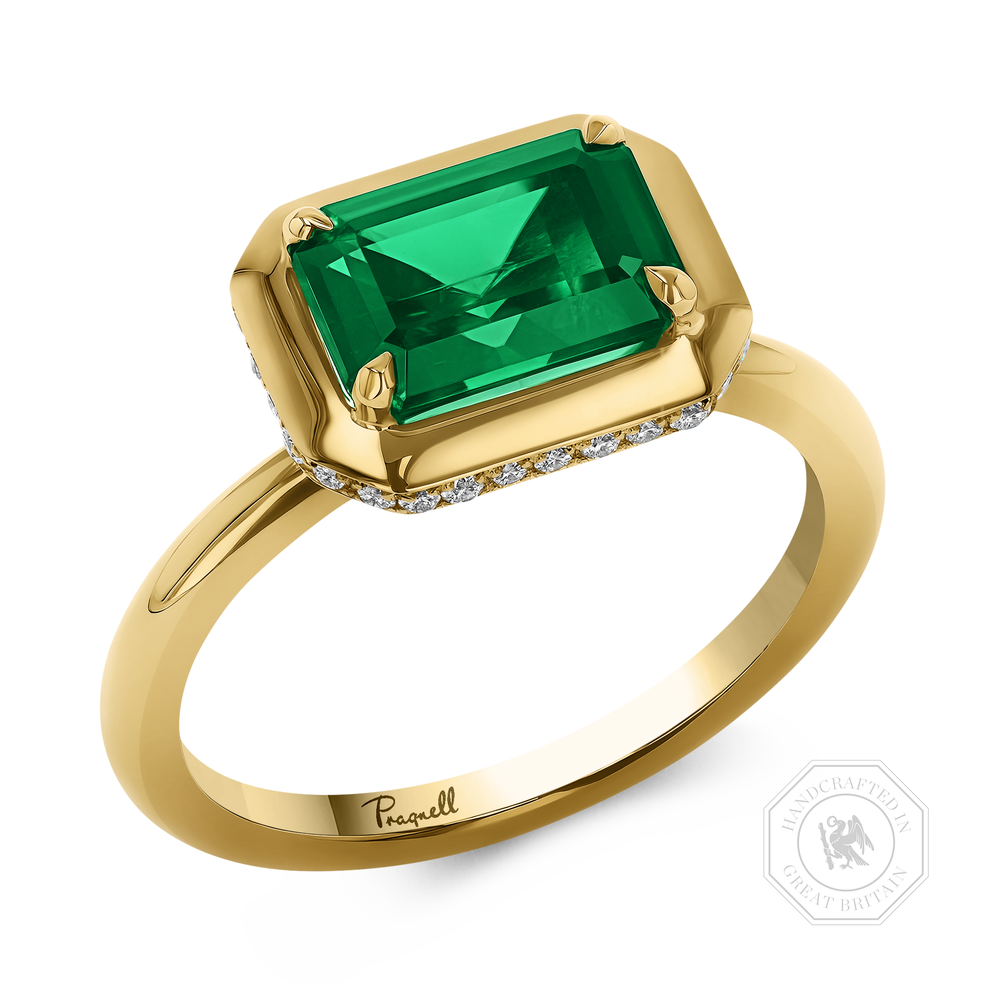 Skimming Stone 1.98ct Emerald and Diamond Solitaire Ring Emerald Cut, Claw Set_1
