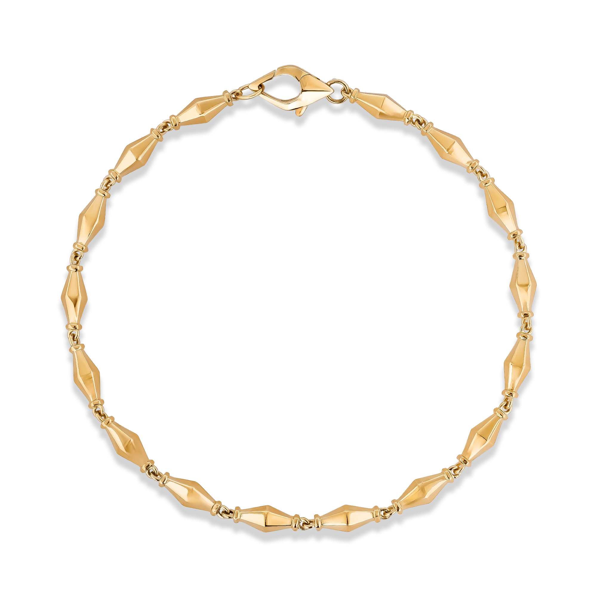Cleopatra Gold Faceted Barrel Link Mini Bracelet _2
